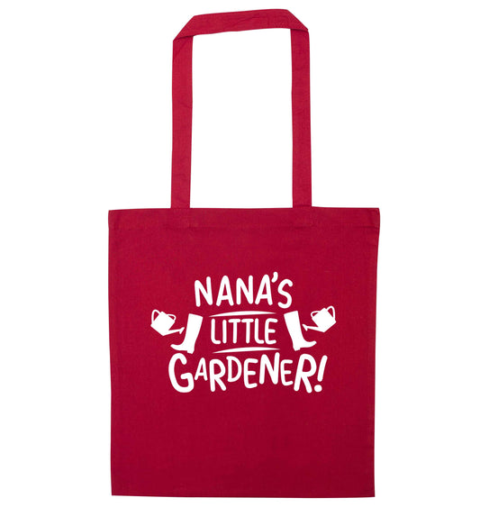 Nana's little gardener red tote bag
