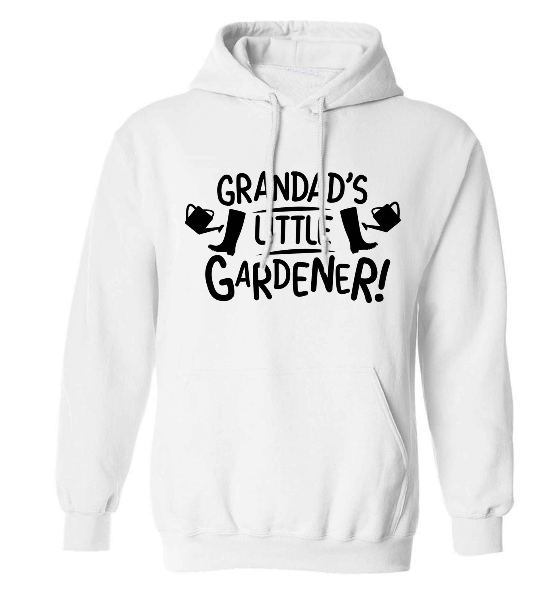 Grandad's little gardener adults unisex white hoodie 2XL