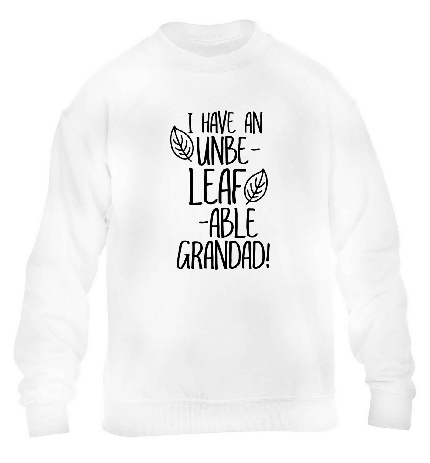 I have an unbe-leaf-able grandad children's white sweater 12-13 Years