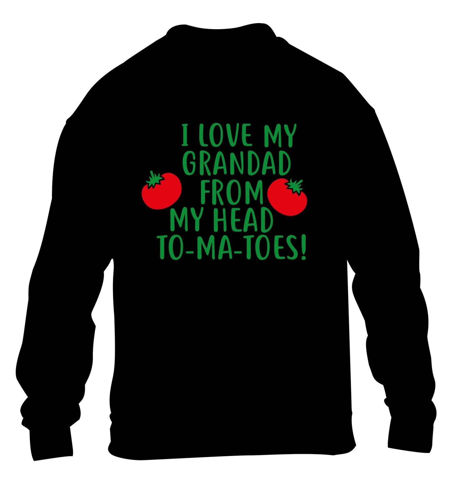 I love my grandad from my head To-Ma-Toes children's black sweater 12-13 Years