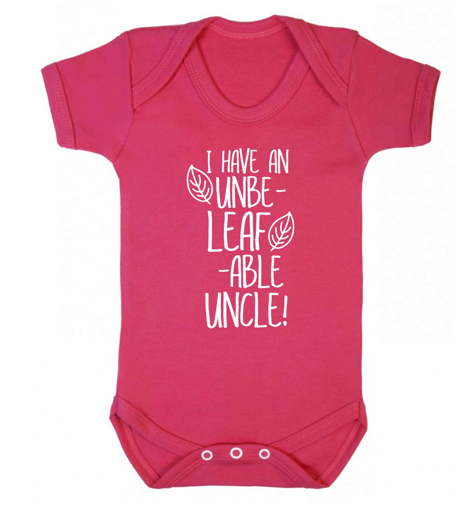 I have an unbe-leaf-able uncle Baby Vest dark pink 18-24 months