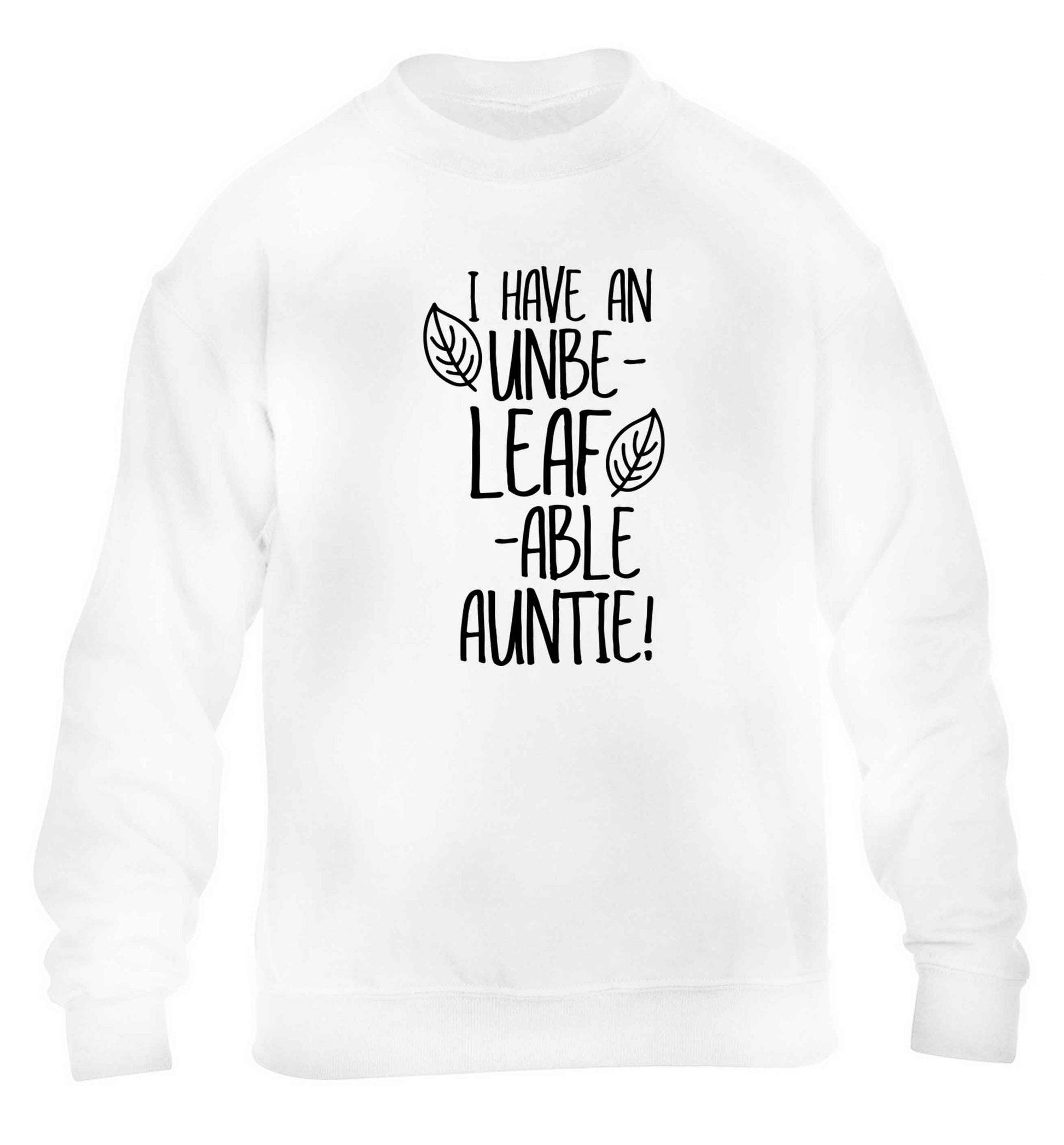 I have an unbe-leaf-able auntie children's white sweater 12-13 Years