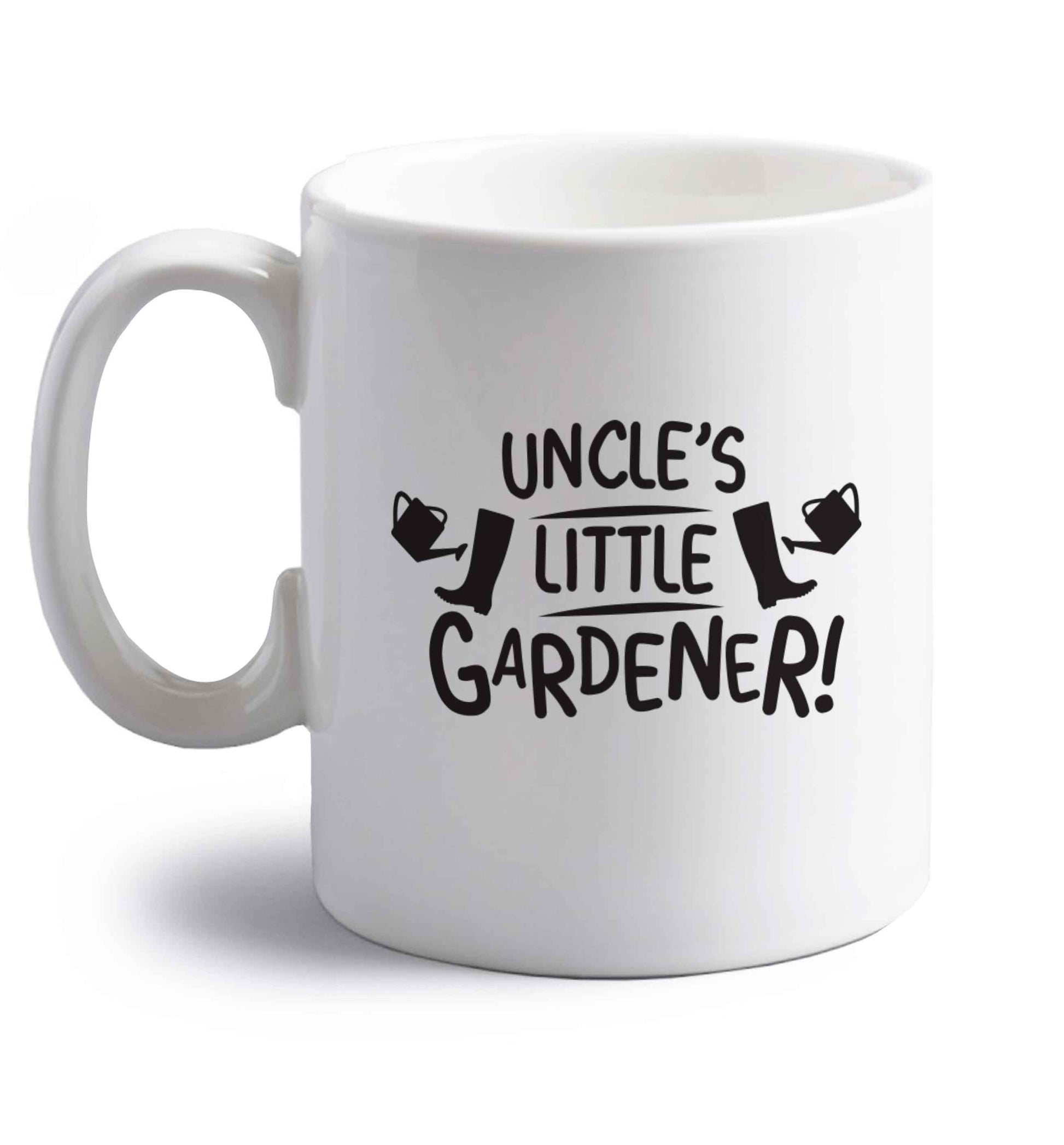 Uncle's little gardener right handed white ceramic mug 