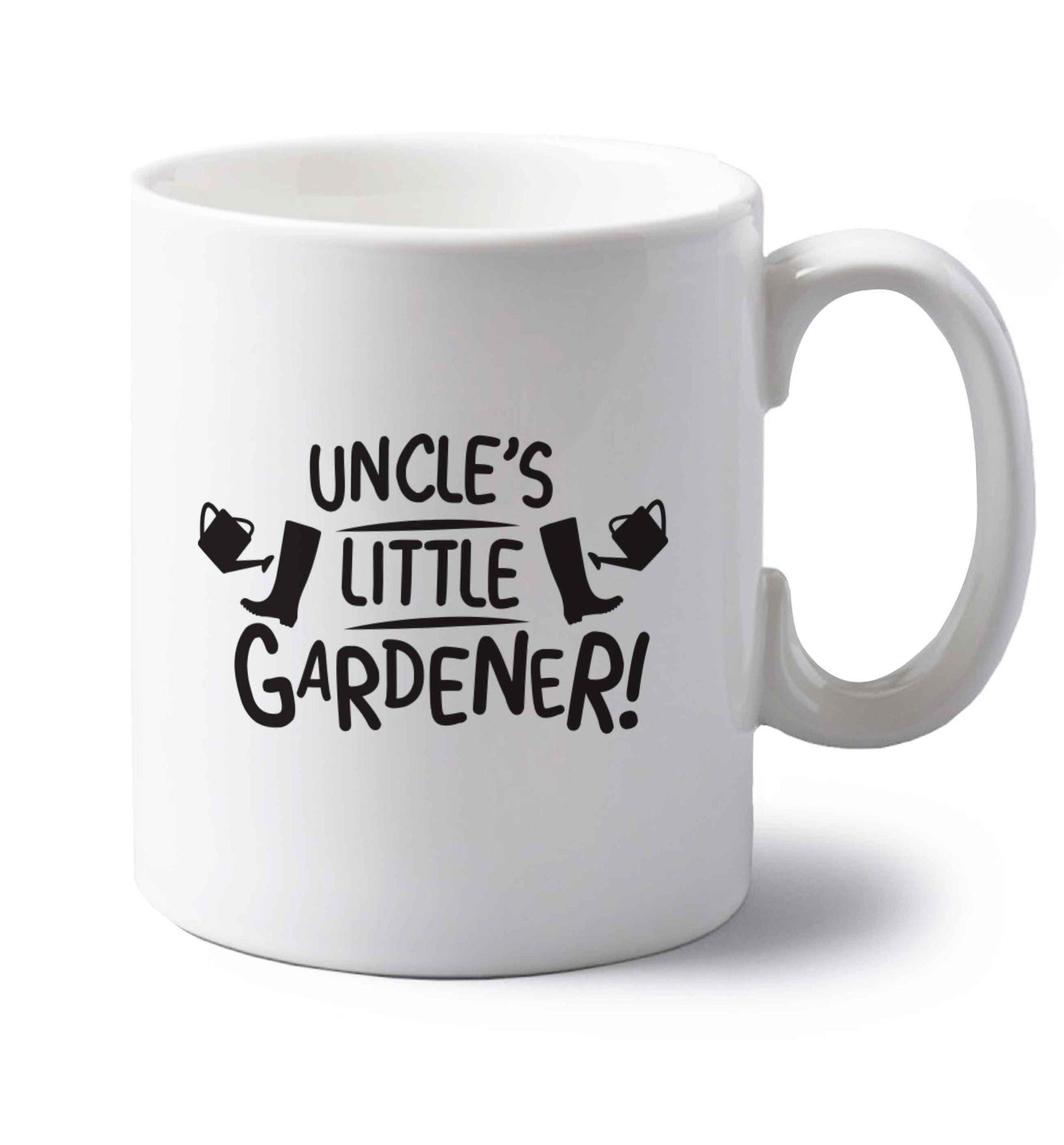 Uncle's little gardener left handed white ceramic mug 