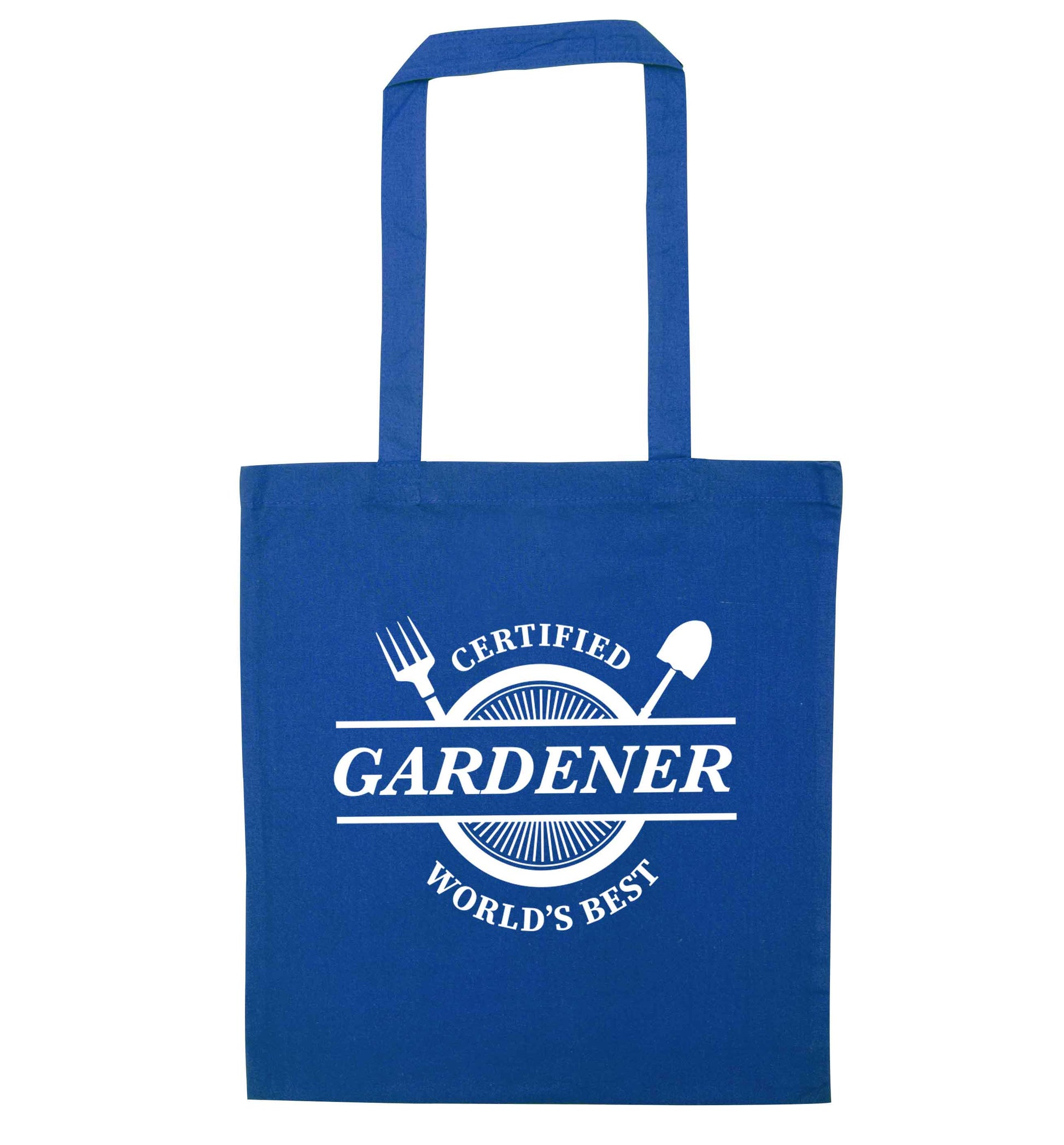 Certified gardener worlds best blue tote bag