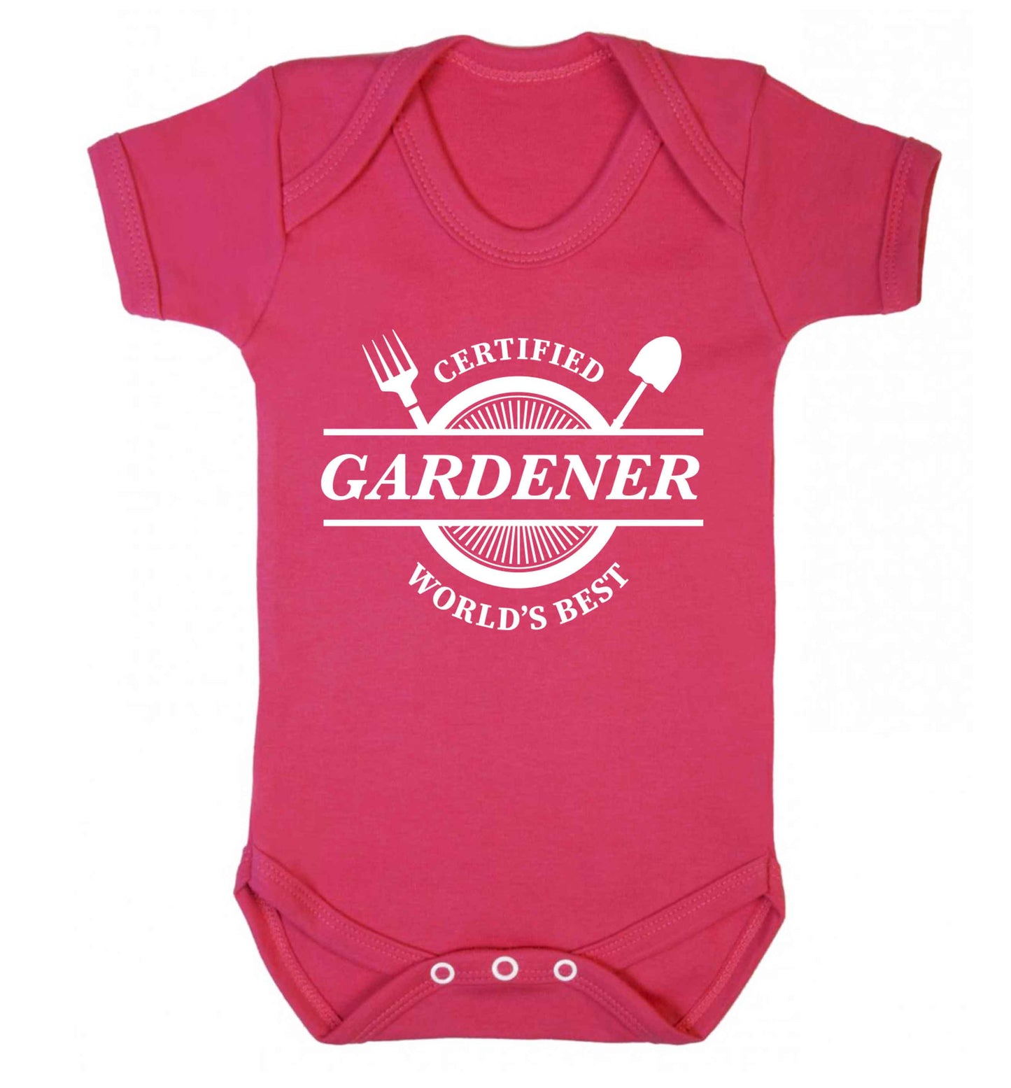 Certified gardener worlds best Baby Vest dark pink 18-24 months