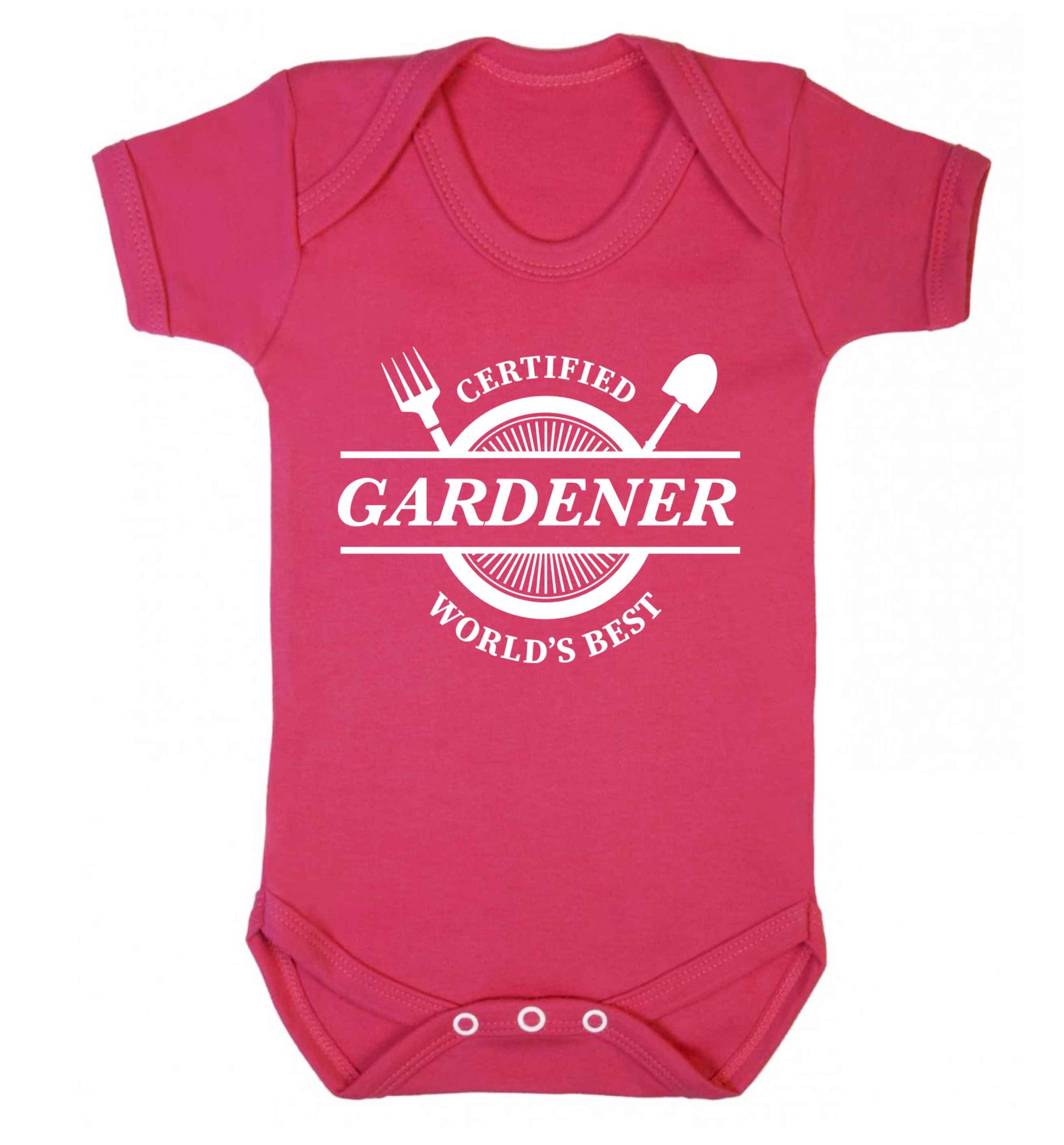 Certified gardener worlds best Baby Vest dark pink 18-24 months