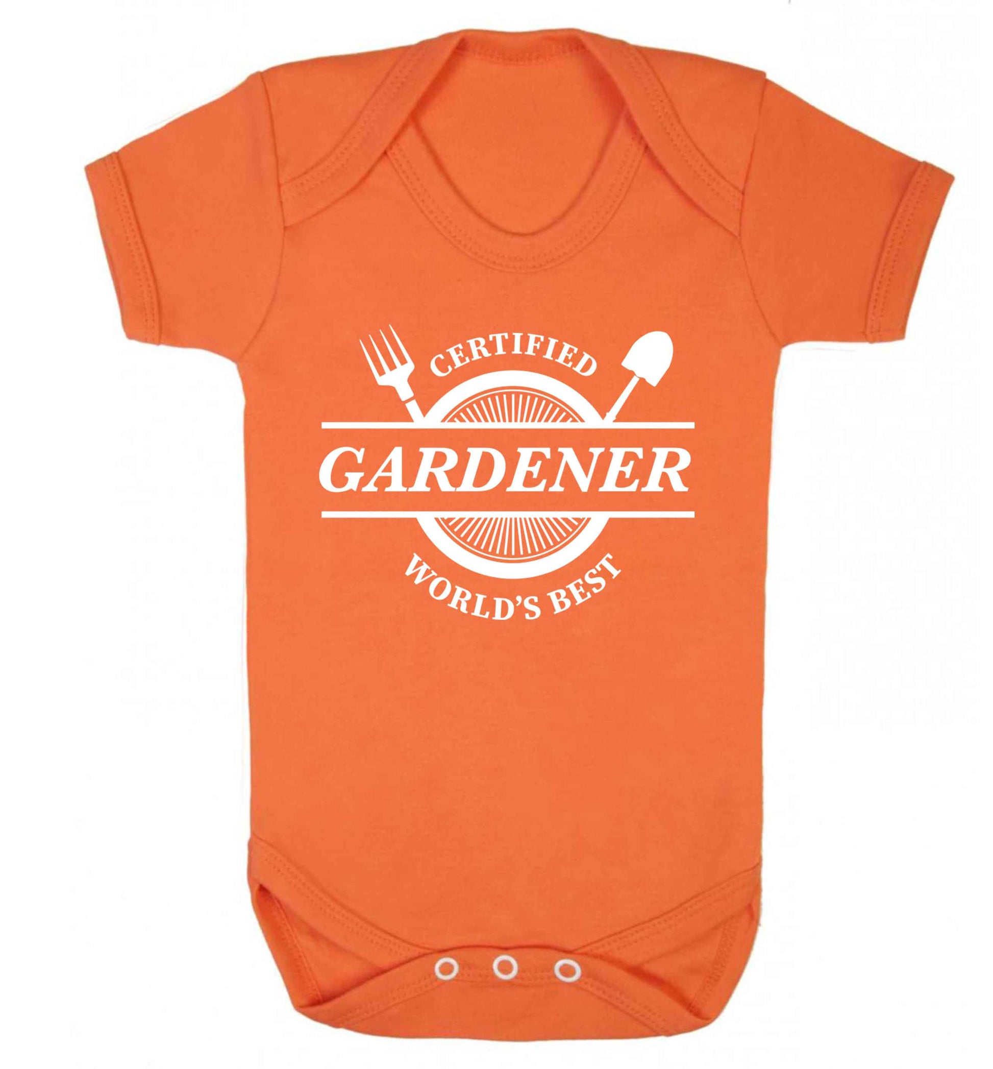 Certified gardener worlds best Baby Vest orange 18-24 months