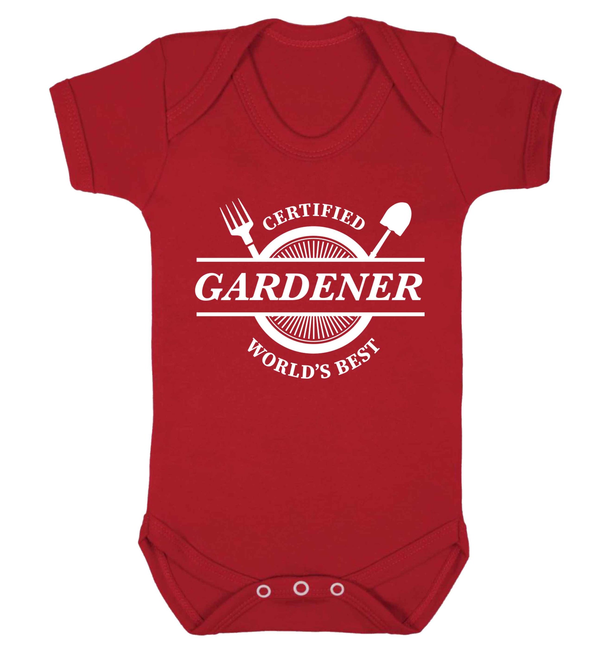 Certified gardener worlds best Baby Vest red 18-24 months