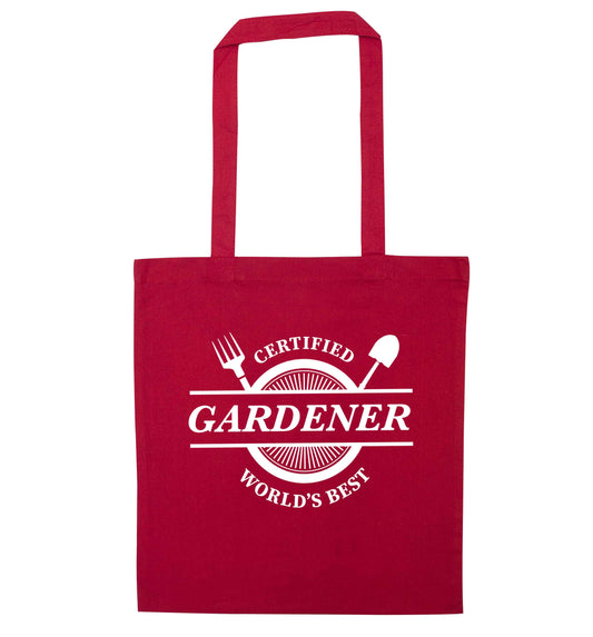 Certified gardener worlds best red tote bag