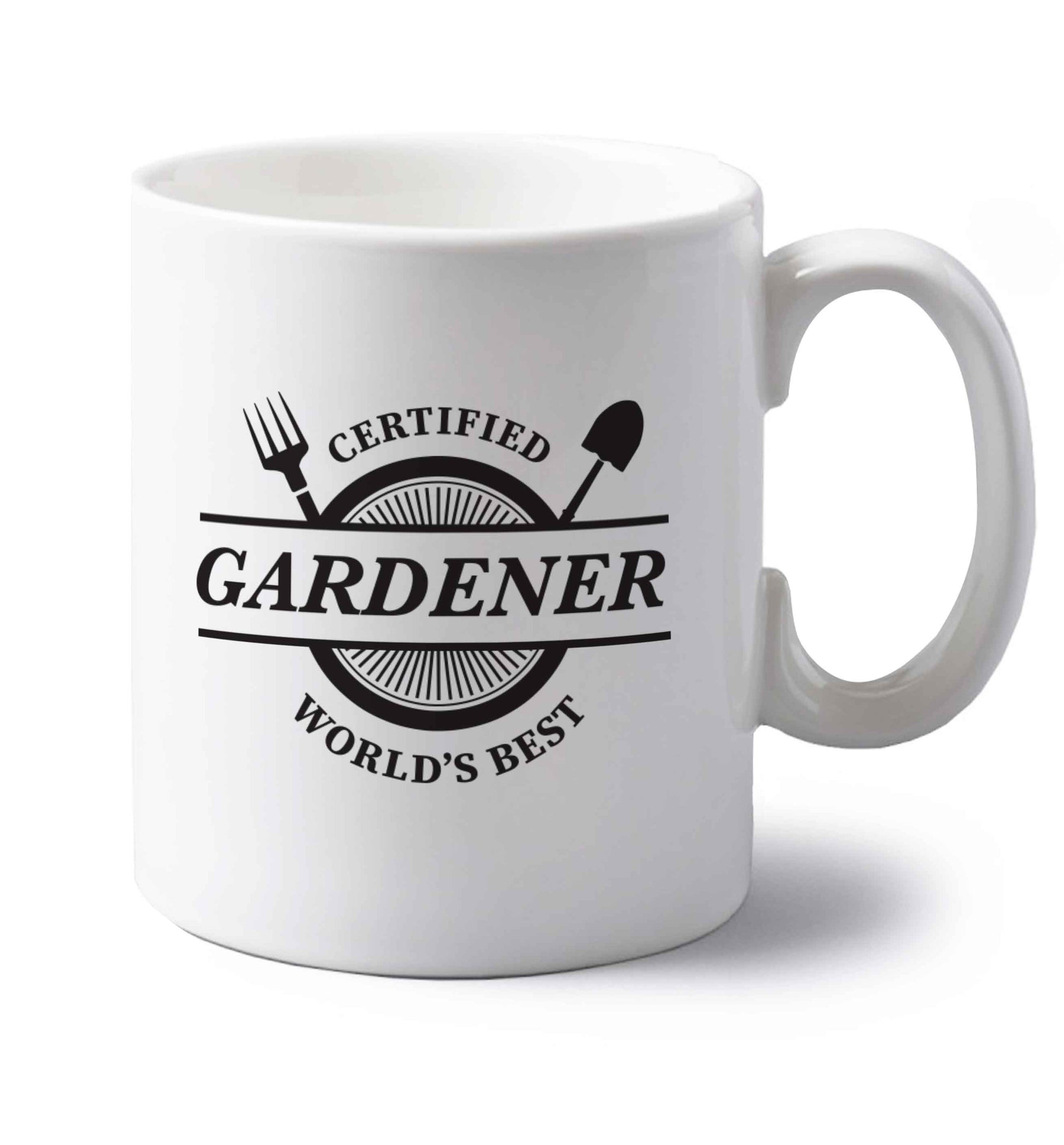 Certified gardener worlds best left handed white ceramic mug 