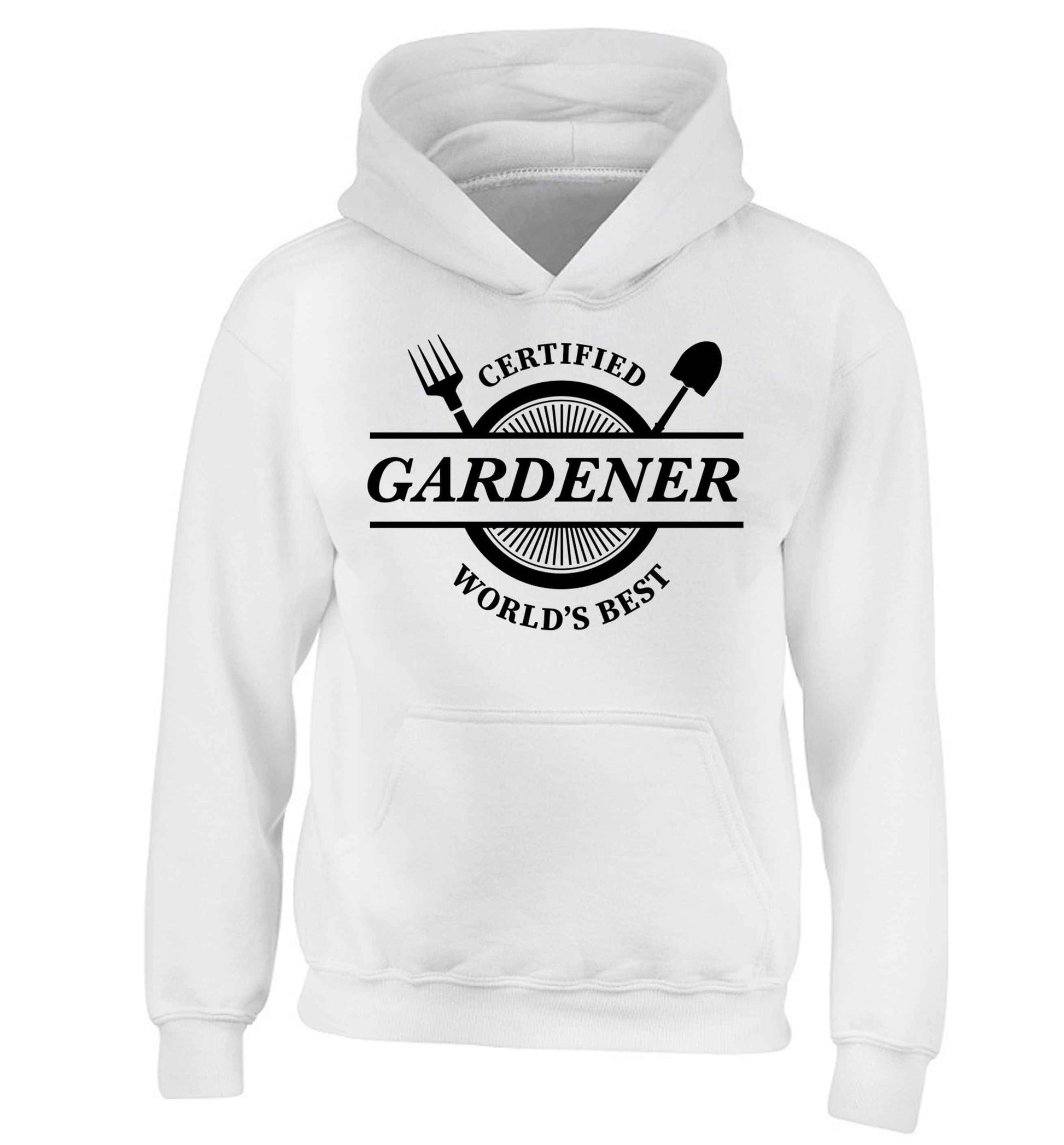 Certified gardener worlds best children's white hoodie 12-13 Years