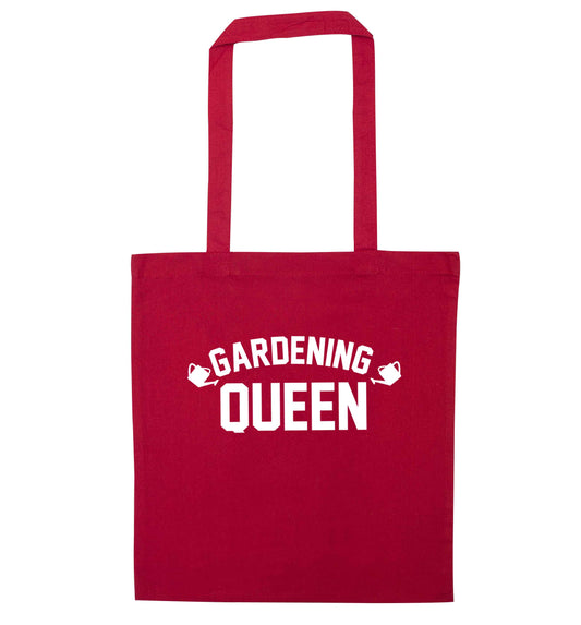 Gardening queen red tote bag