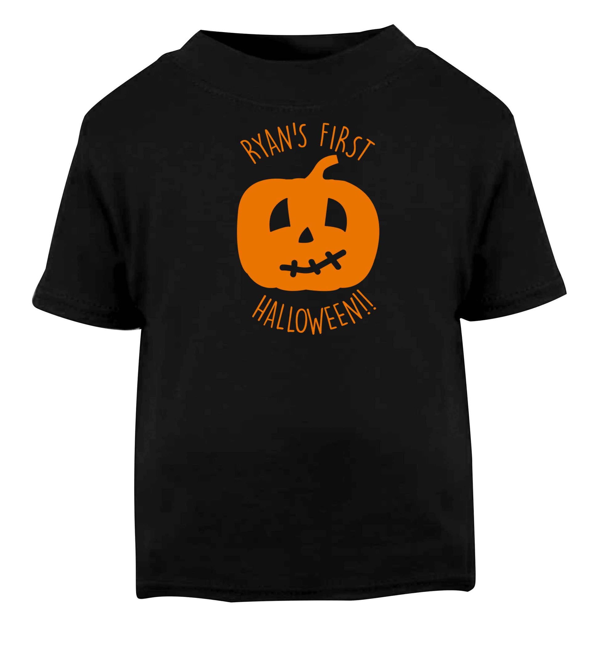 Personalised Halloween - pumpkin Black baby toddler Tshirt 2 years