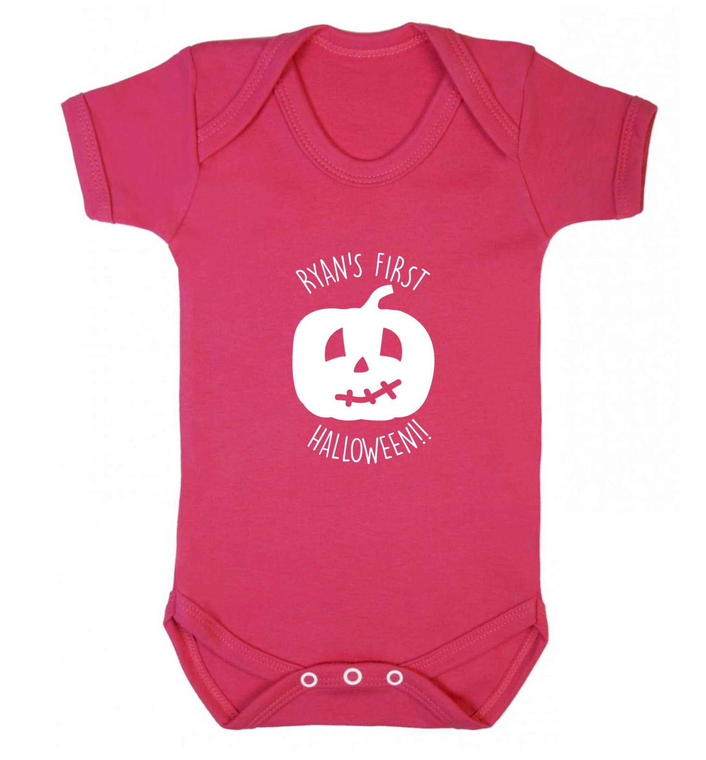 Personalised Halloween - pumpkin baby vest dark pink 18-24 months