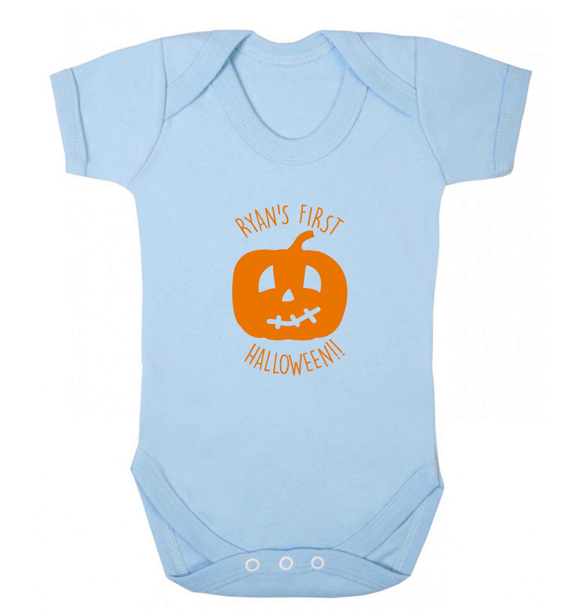 Personalised Halloween - pumpkin baby vest pale blue 18-24 months