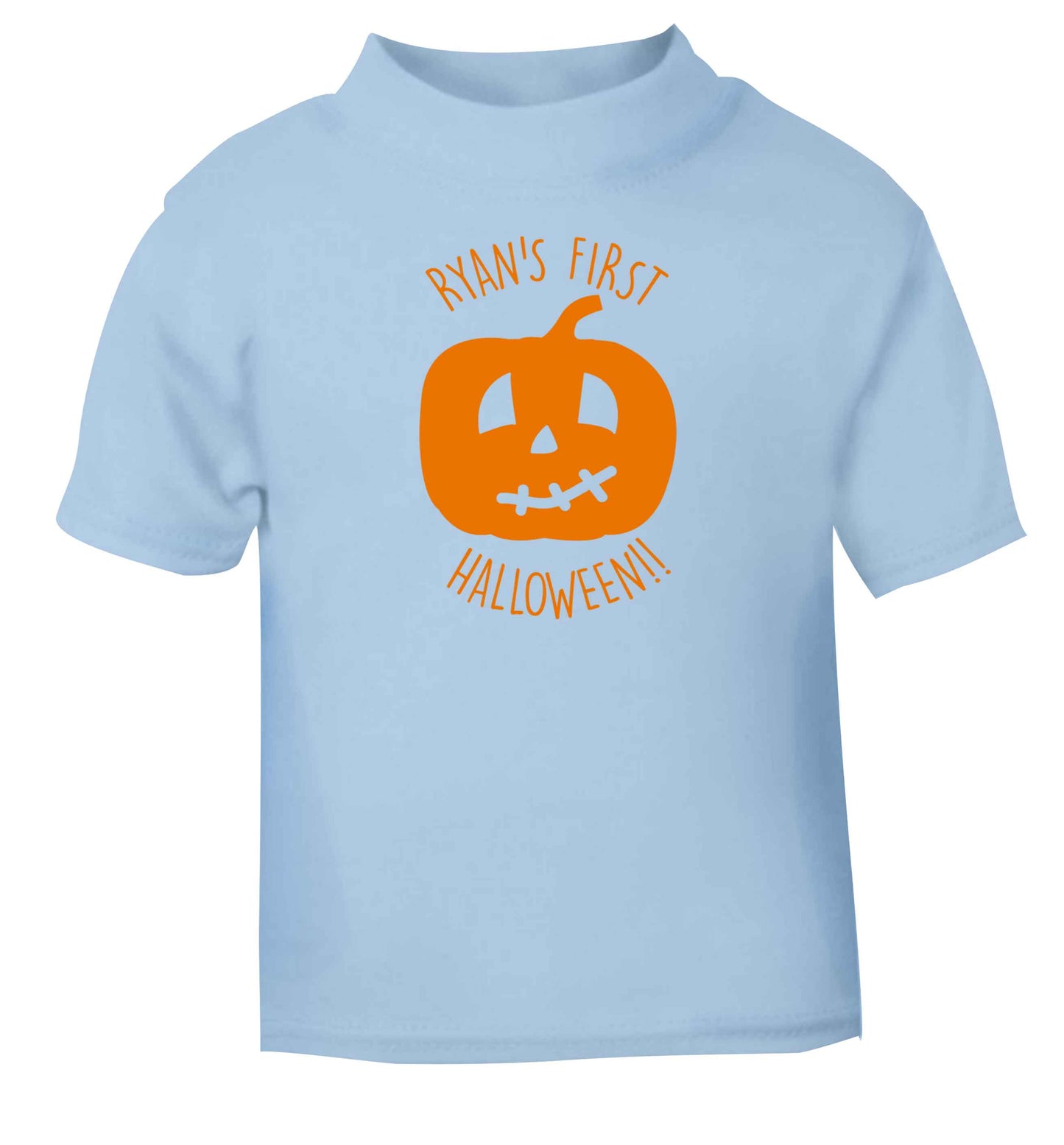 Personalised Halloween - pumpkin light blue baby toddler Tshirt 2 Years