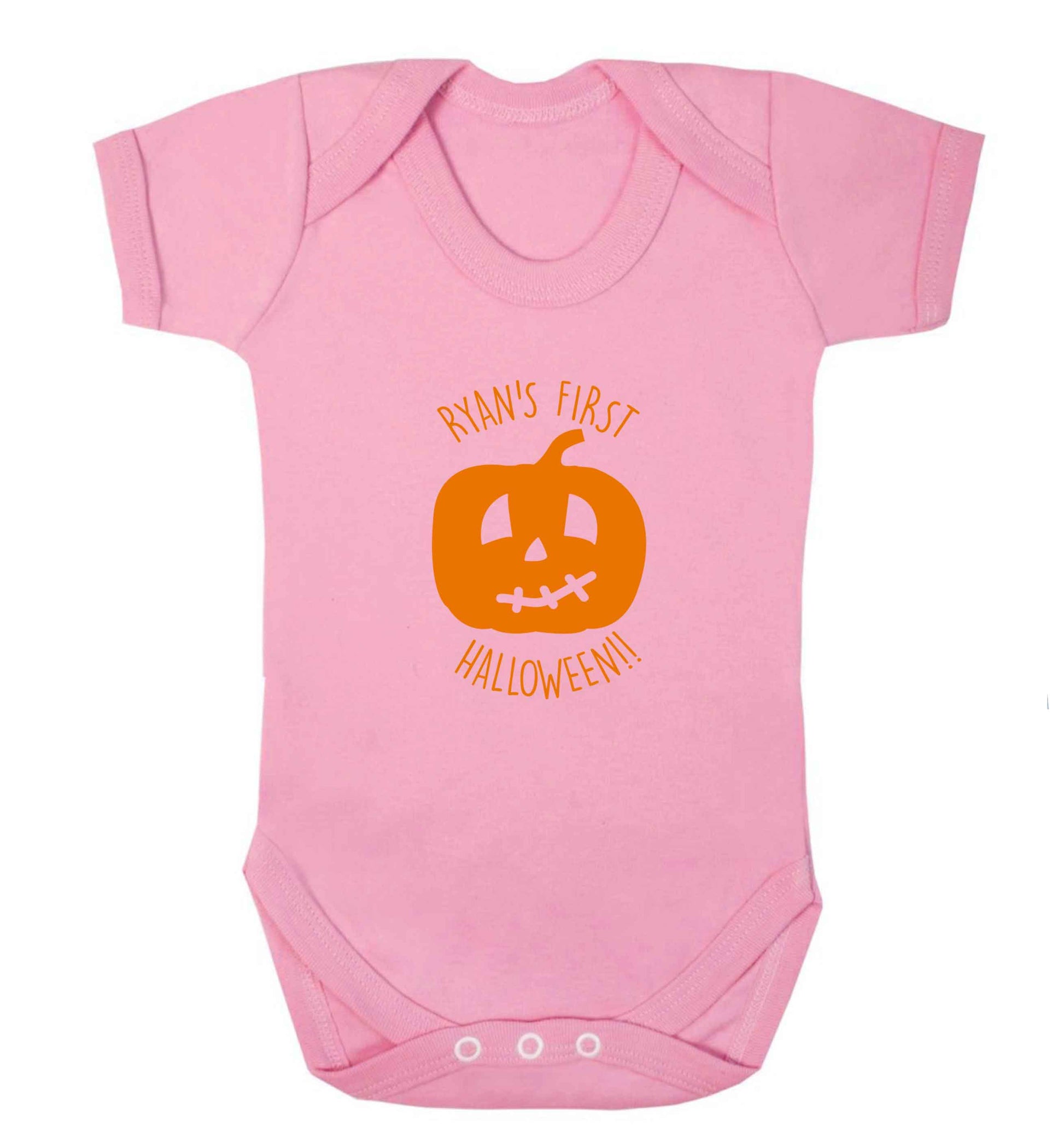 Personalised Halloween - pumpkin baby vest pale pink 18-24 months