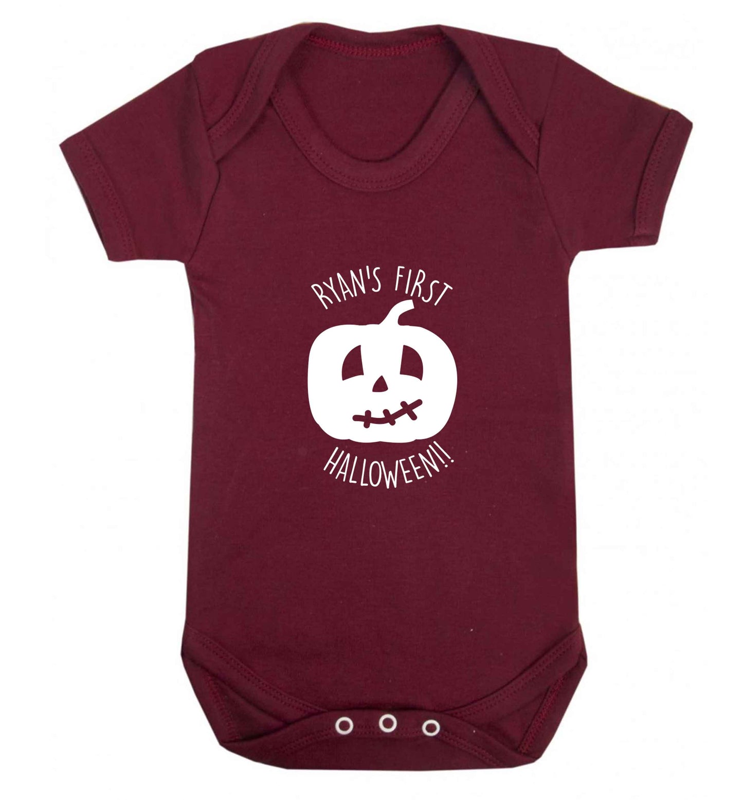 Personalised Halloween - pumpkin baby vest maroon 18-24 months