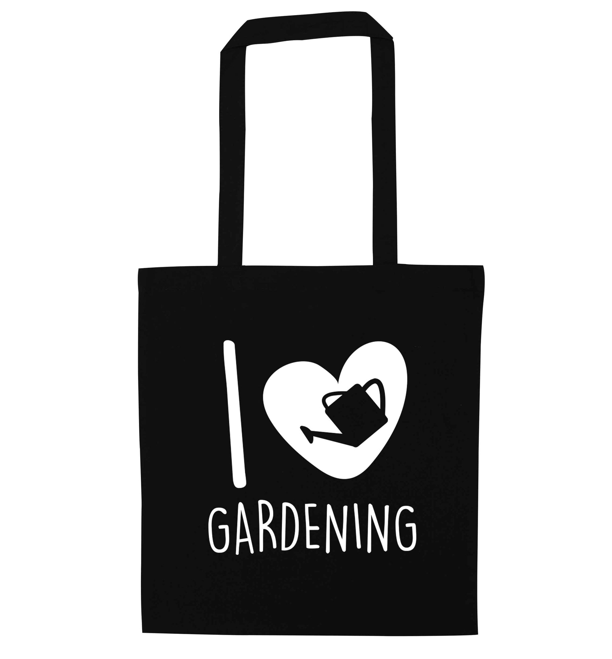 I love gardening black tote bag