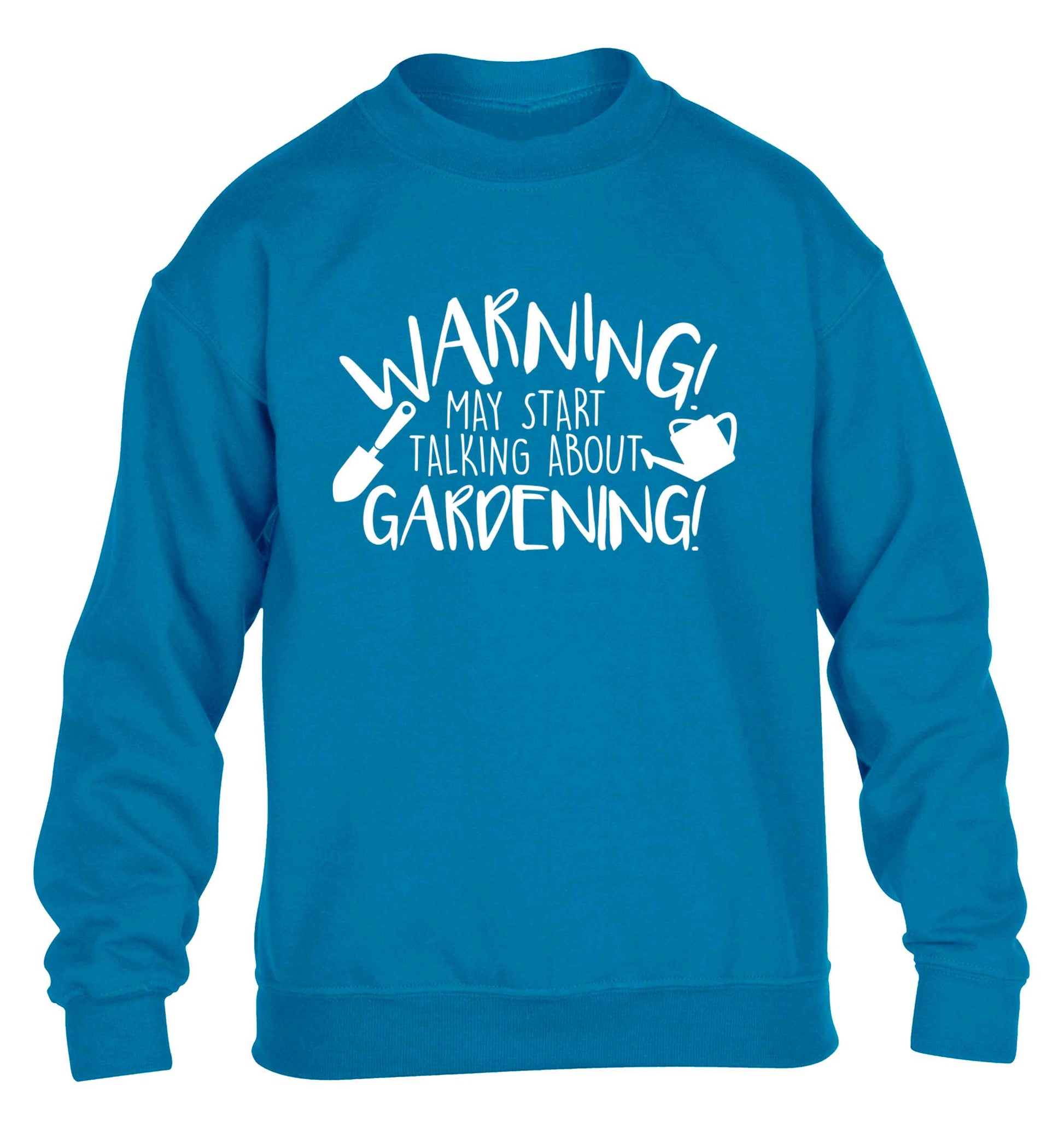 Warning may start talking about gardening children's blue sweater 12-13 Years