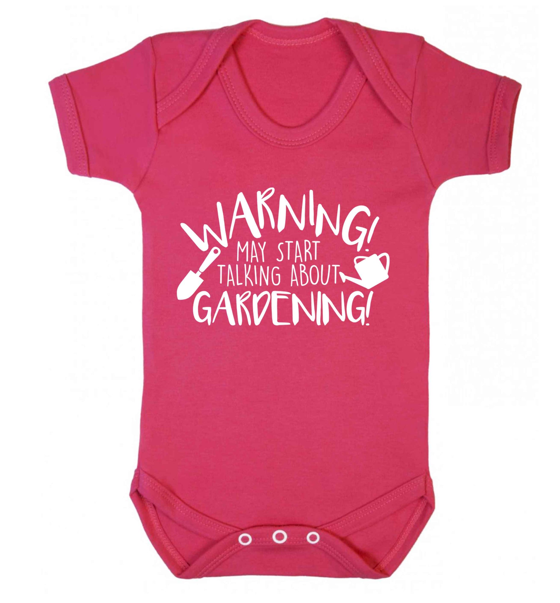 Warning may start talking about gardening Baby Vest dark pink 18-24 months