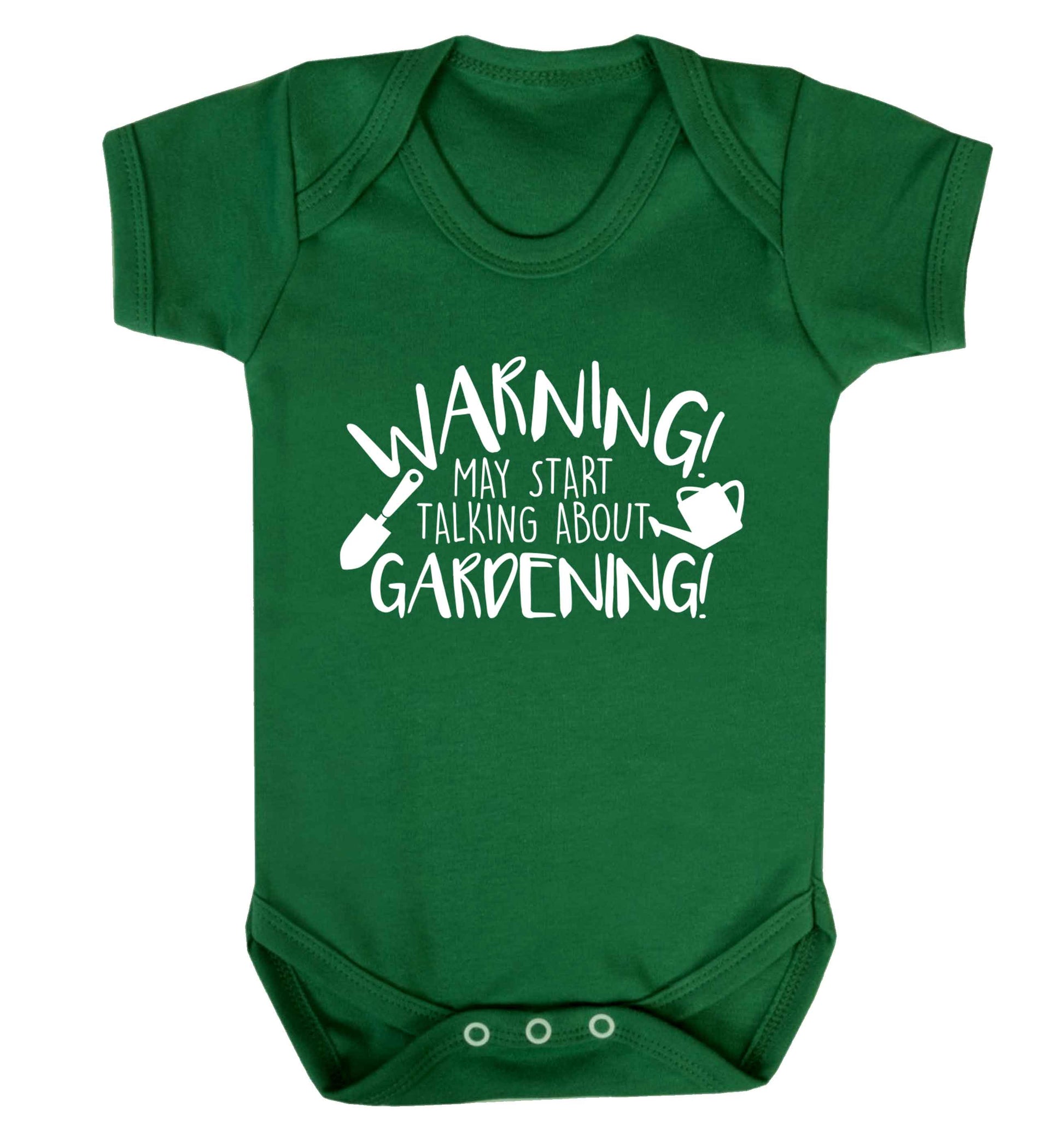 Warning may start talking about gardening Baby Vest green 18-24 months