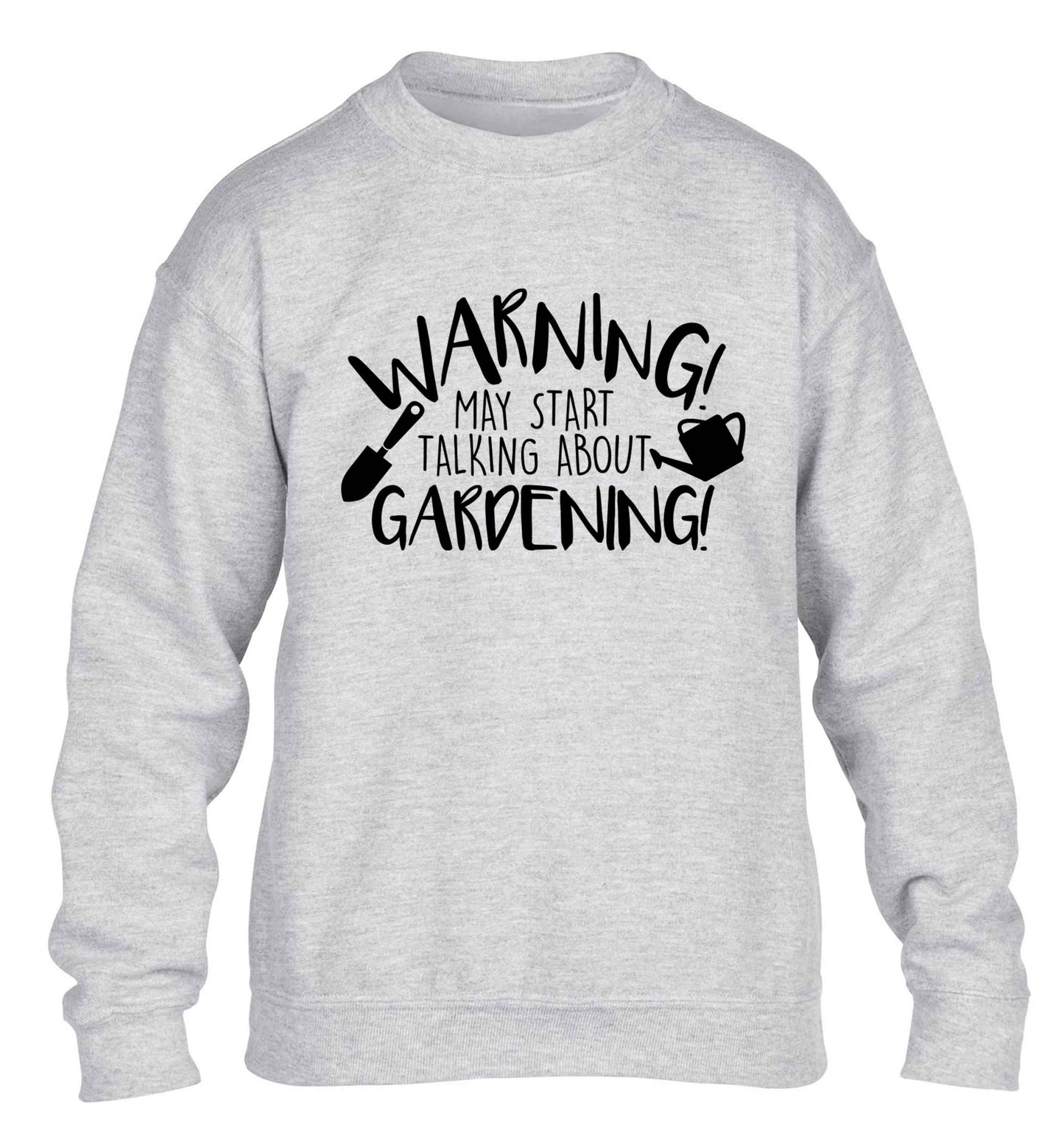 Warning may start talking about gardening children's grey sweater 12-13 Years