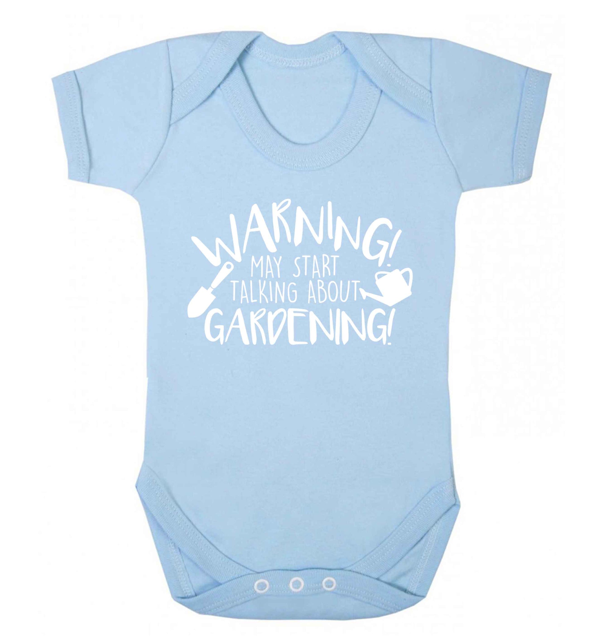 Warning may start talking about gardening Baby Vest pale blue 18-24 months