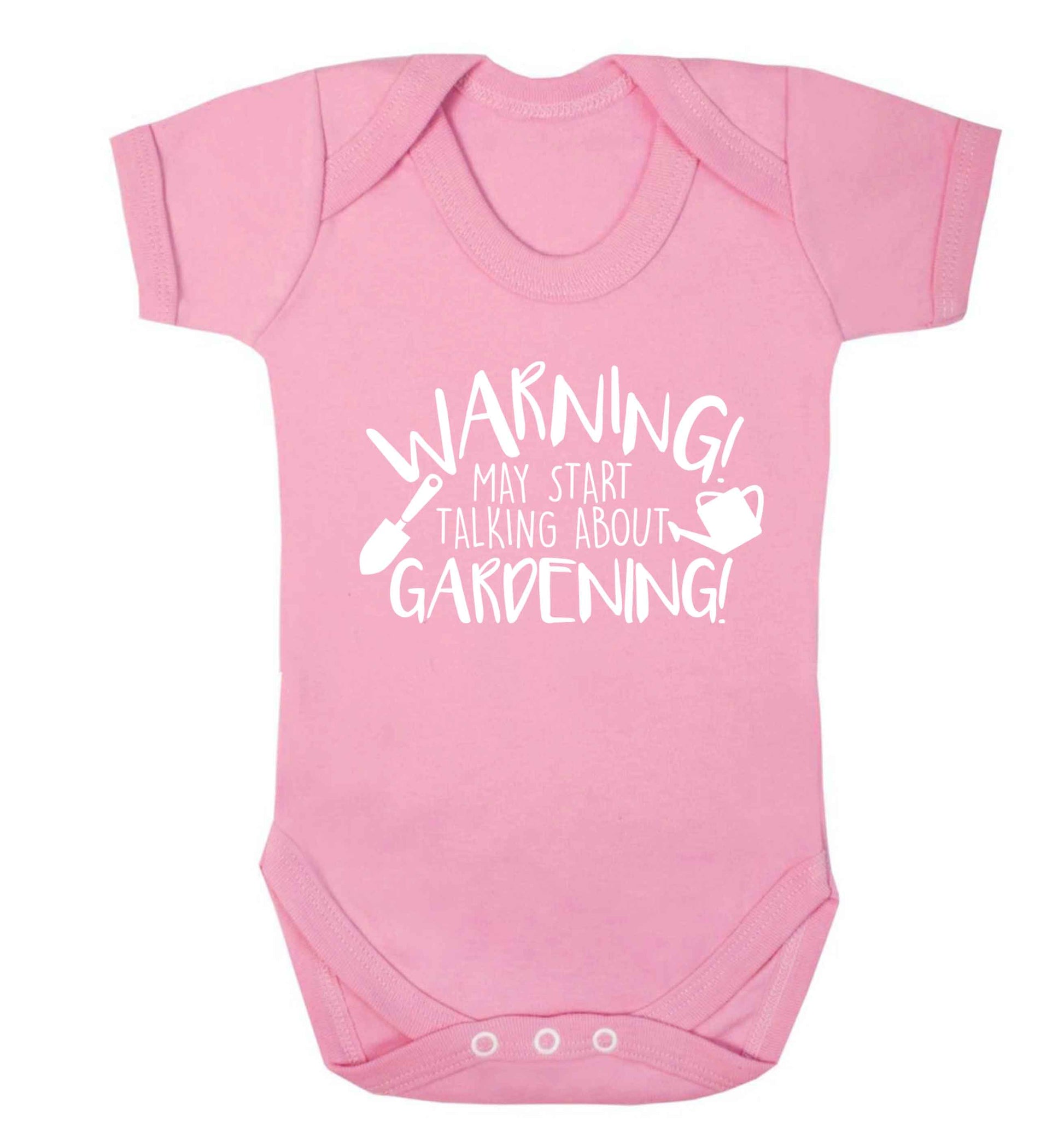 Warning may start talking about gardening Baby Vest pale pink 18-24 months
