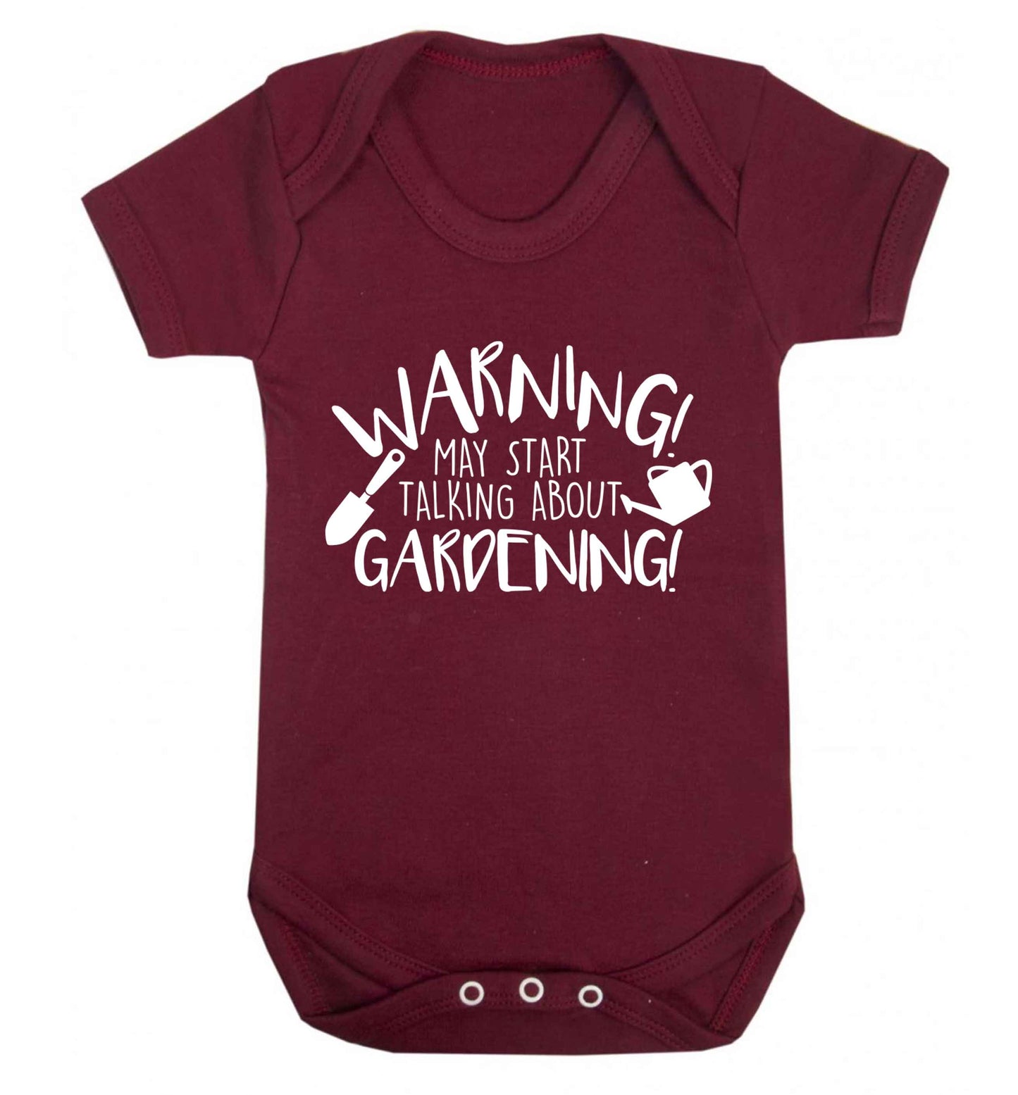 Warning may start talking about gardening Baby Vest maroon 18-24 months