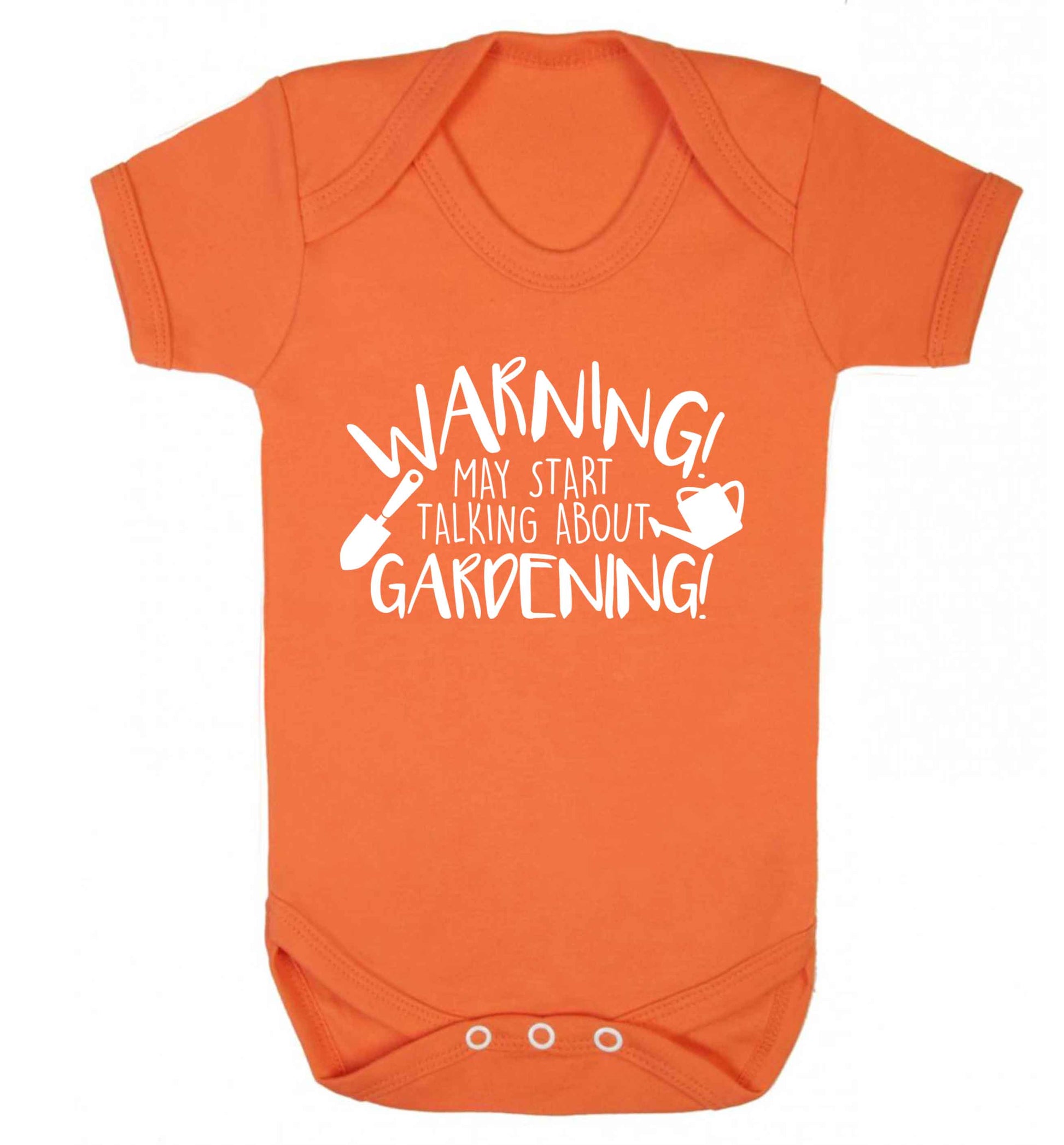 Warning may start talking about gardening Baby Vest orange 18-24 months