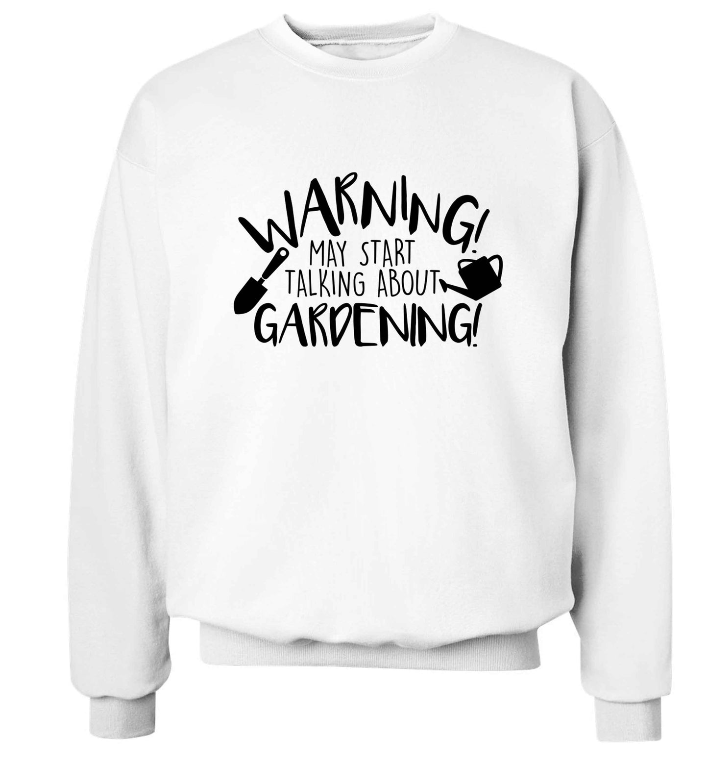 Warning may start talking about gardening Adult's unisex white Sweater 2XL