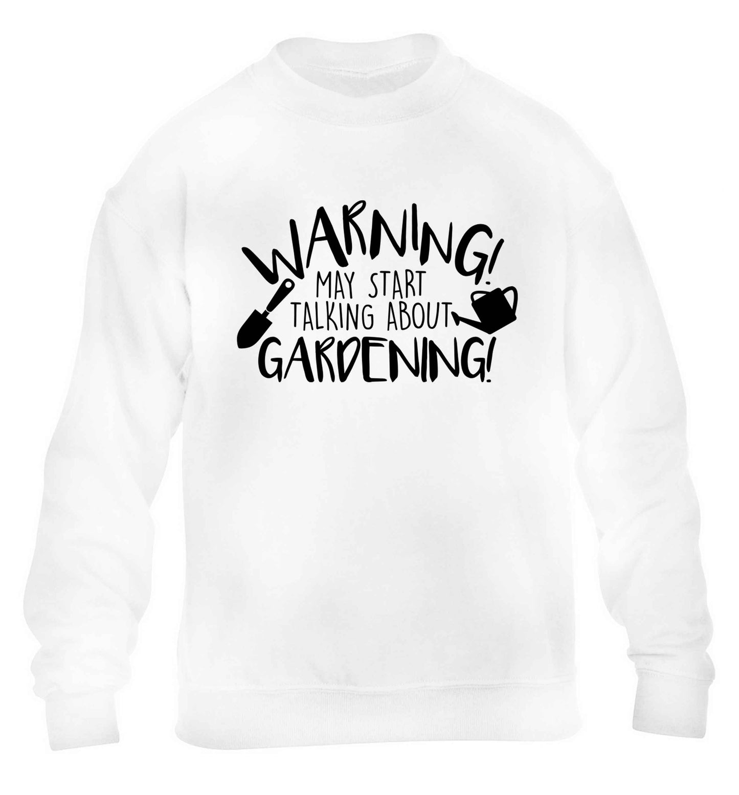 Warning may start talking about gardening children's white sweater 12-13 Years