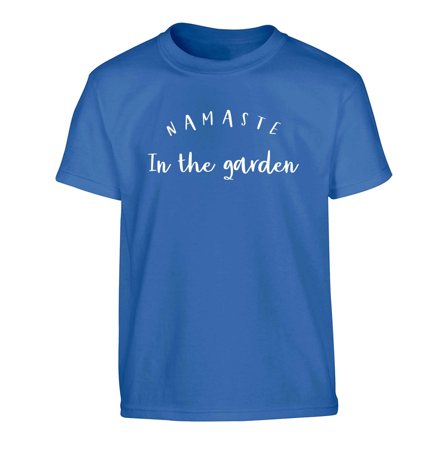 Namaste in the garden Children's blue Tshirt 12-13 Years