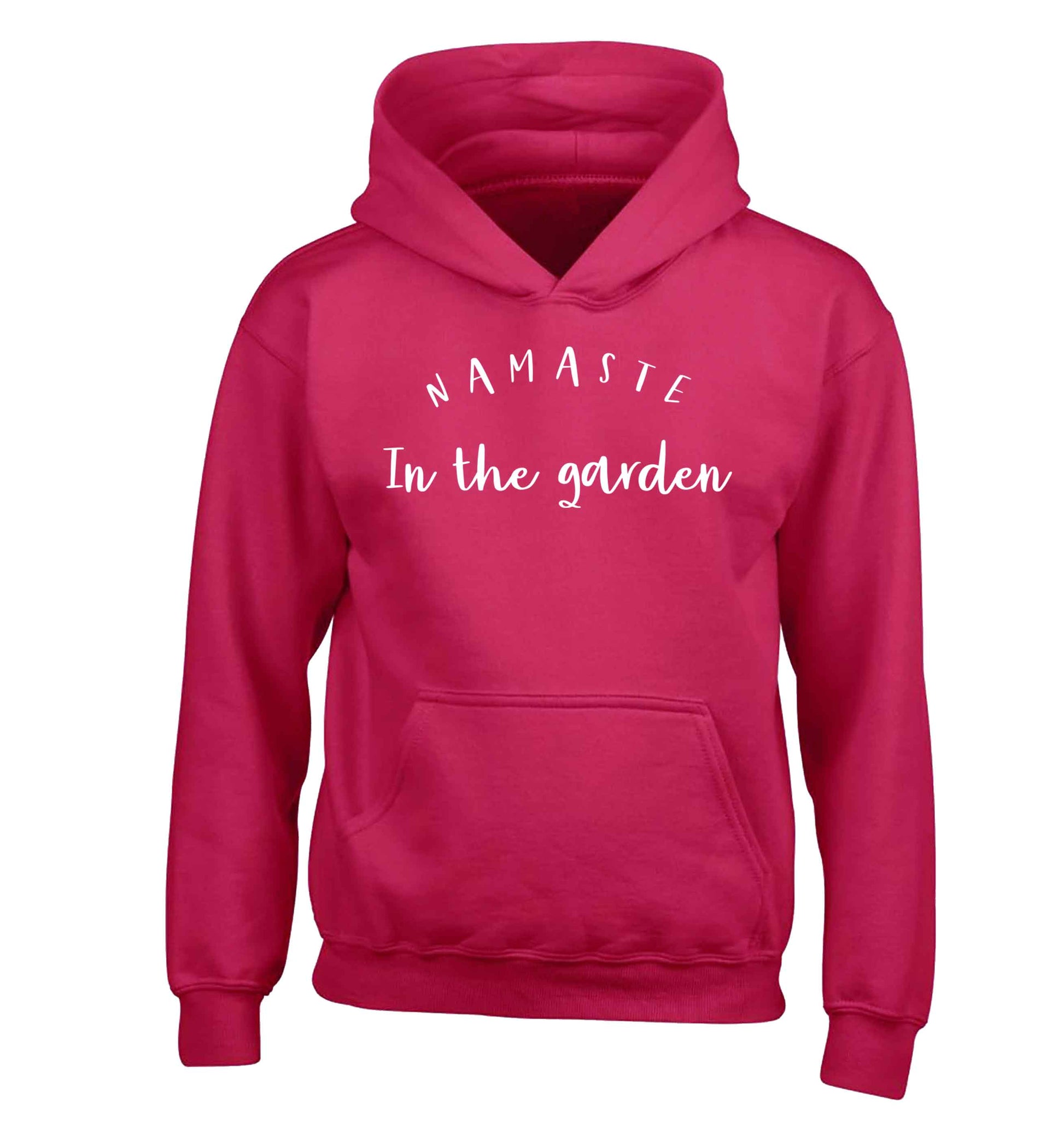 Namaste in the garden children's pink hoodie 12-13 Years