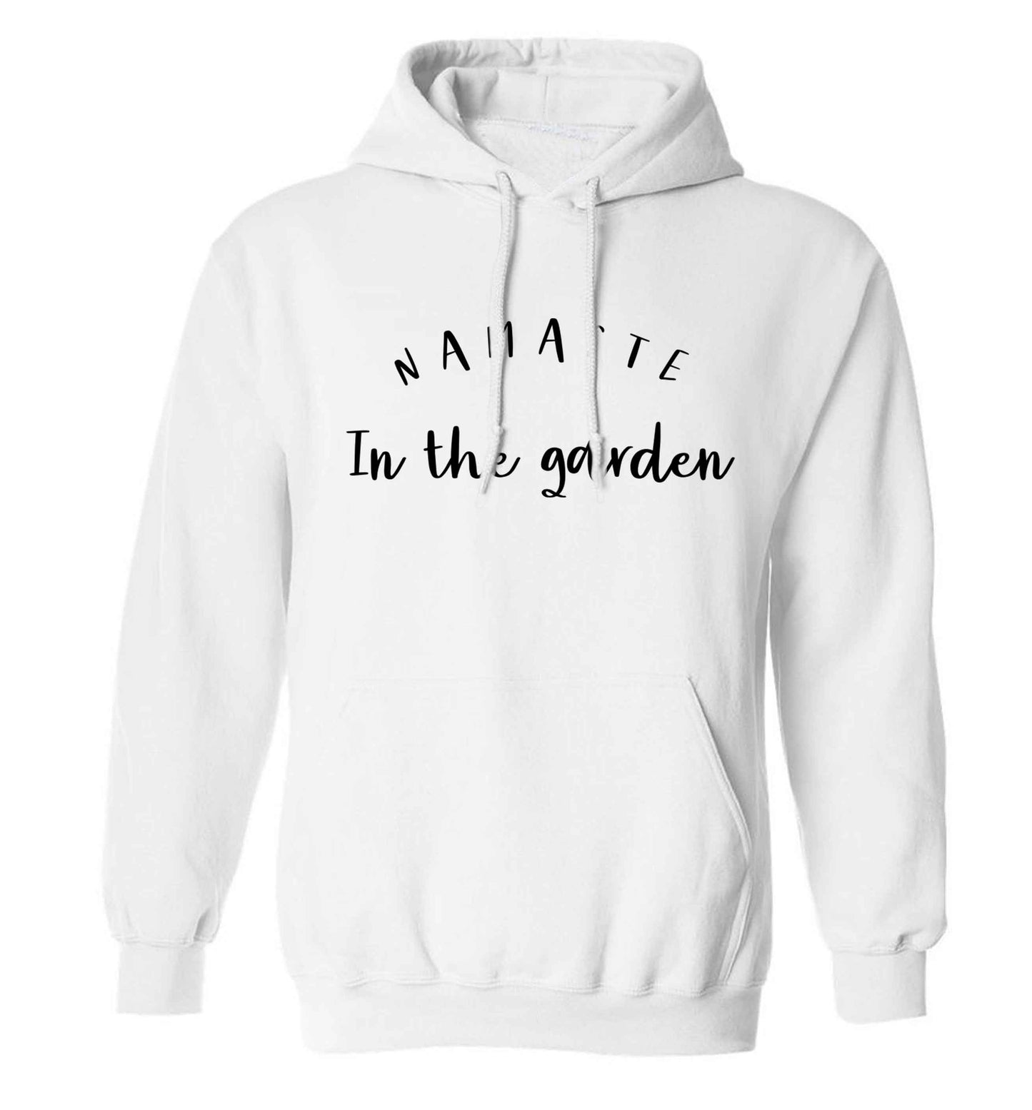 Namaste in the garden adults unisex white hoodie 2XL