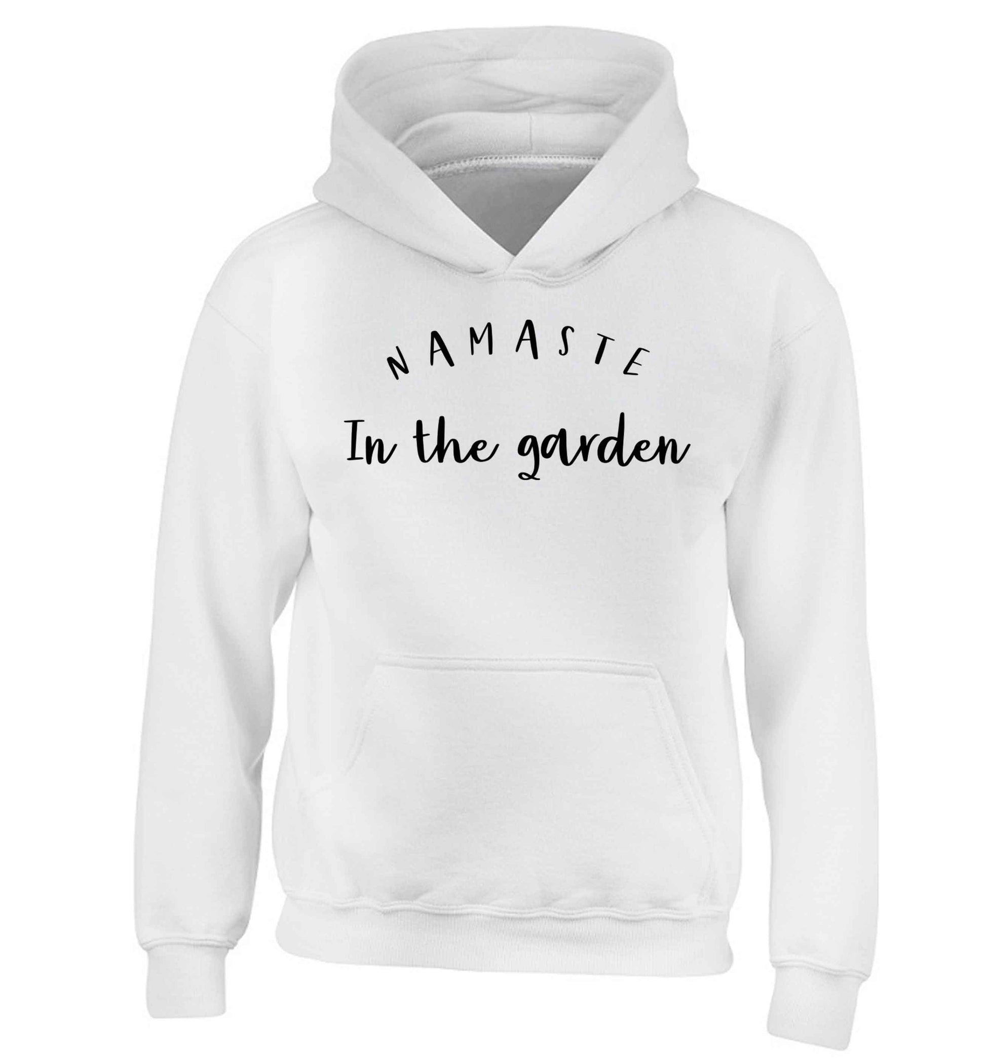 Namaste in the garden children's white hoodie 12-13 Years