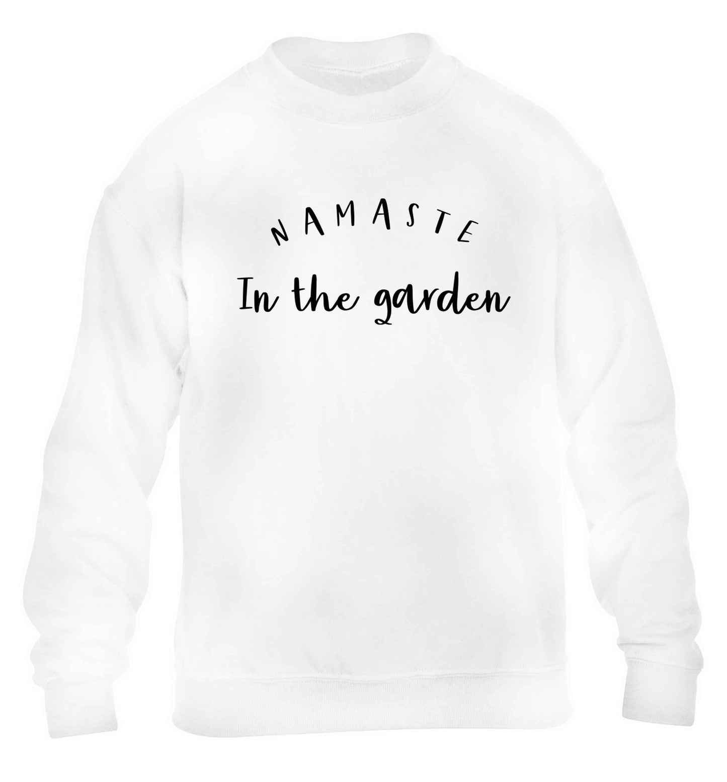 Namaste in the garden children's white sweater 12-13 Years