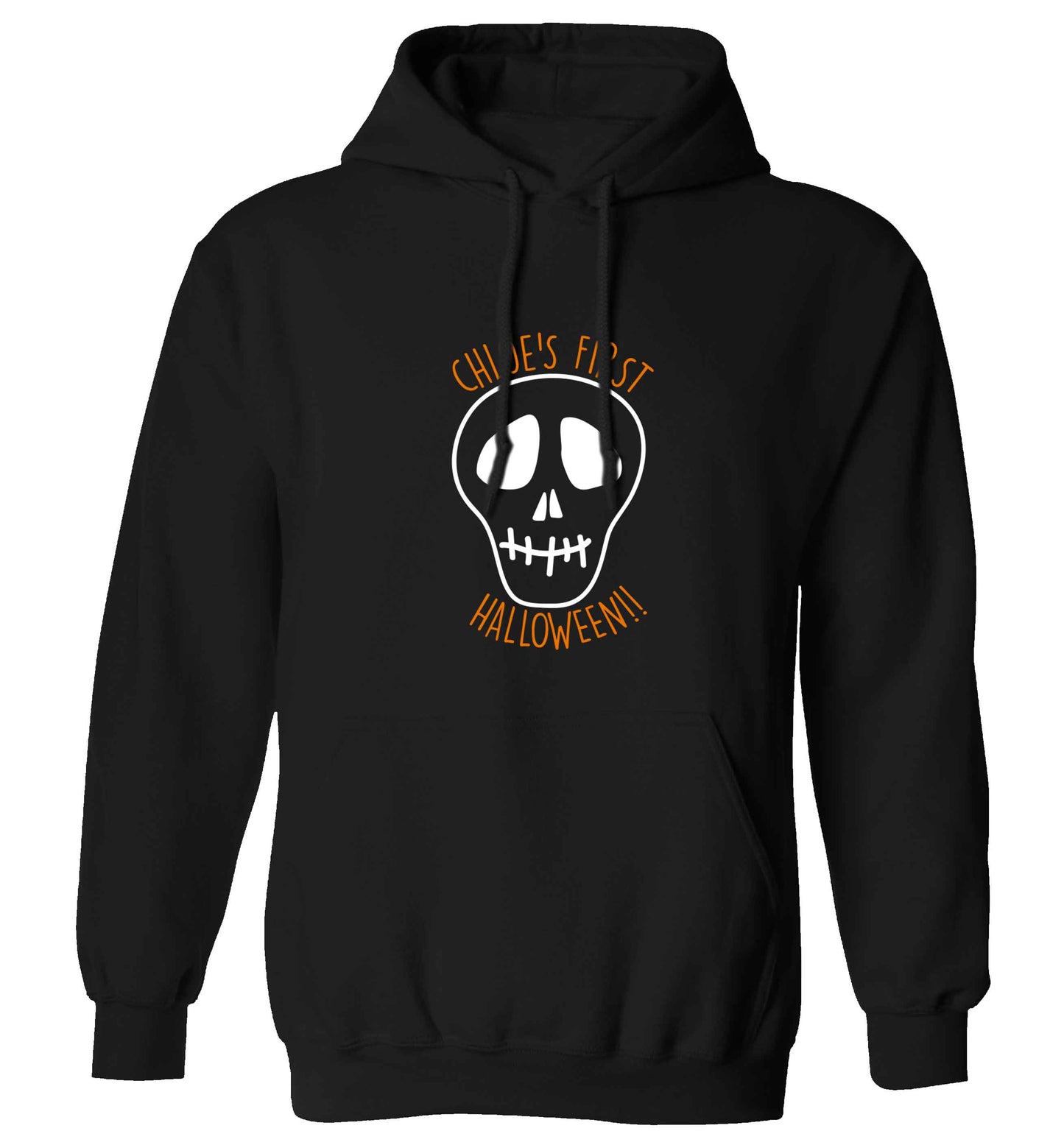 Personalised Skull 1st Halloween adults unisex black hoodie 2XL
