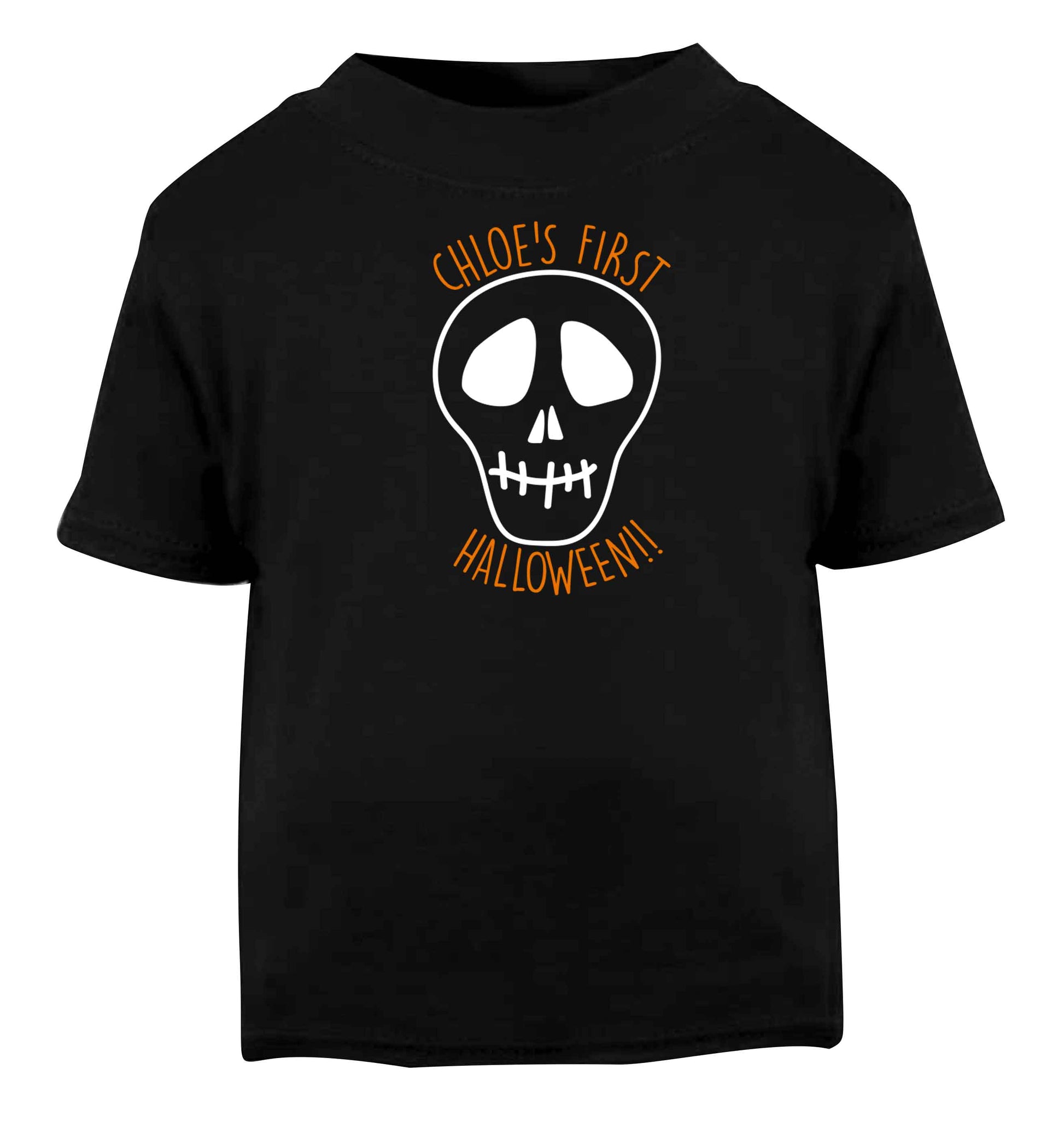 Personalised Skull 1st Halloween Black baby toddler Tshirt 2 years