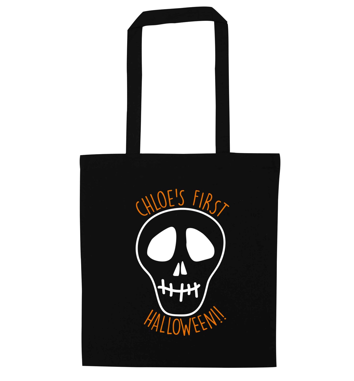Personalised Skull 1st Halloween black tote bag