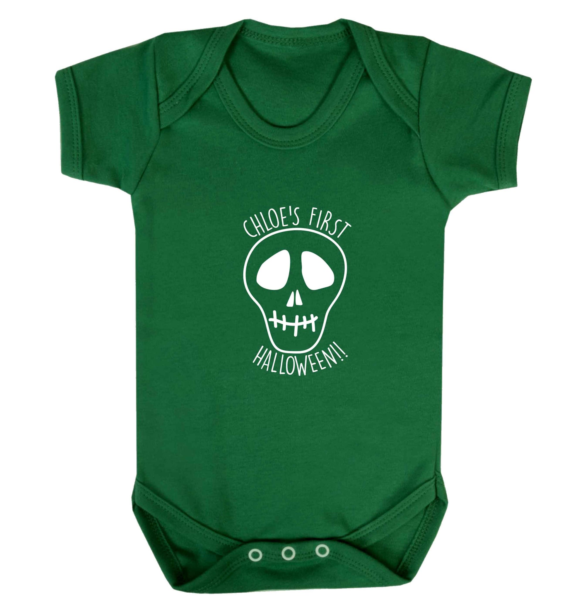 Personalised Skull 1st Halloween baby vest green 18-24 months