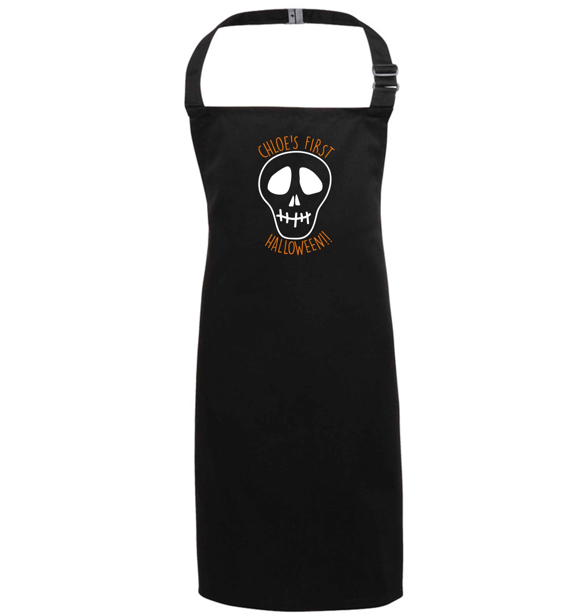 Personalised Skull 1st Halloween black apron 7-10 years