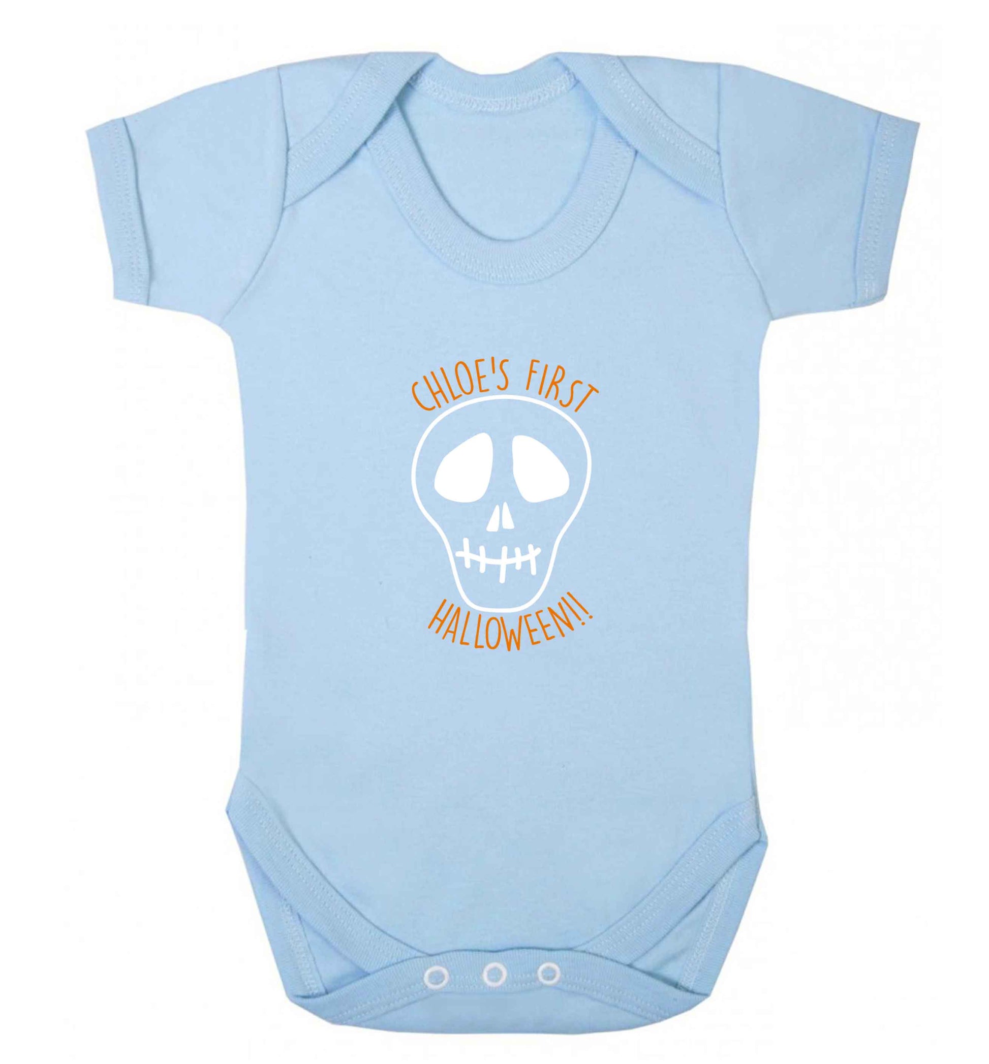 Personalised Skull 1st Halloween baby vest pale blue 18-24 months