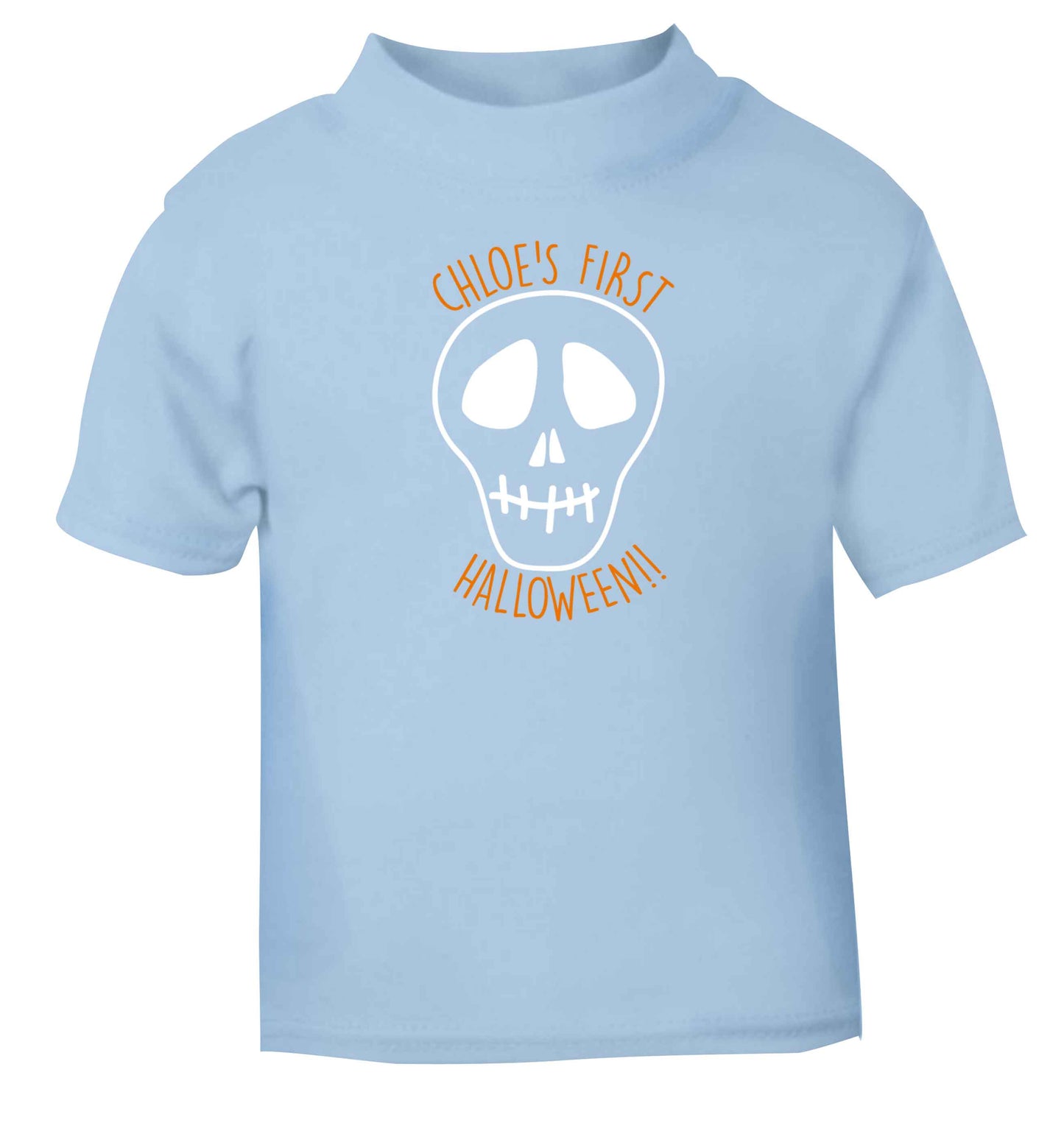 Personalised Skull 1st Halloween light blue baby toddler Tshirt 2 Years