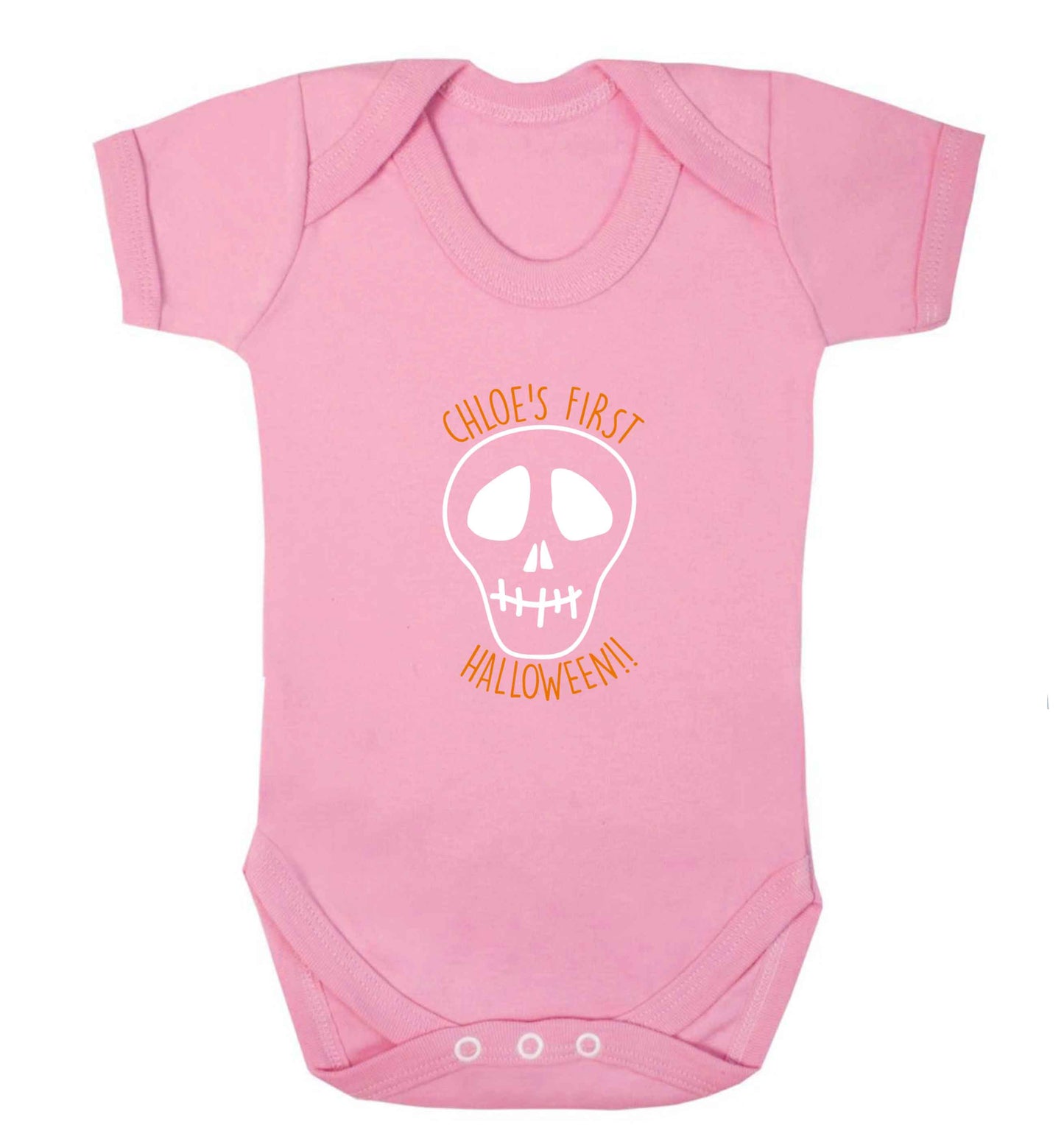 Personalised Skull 1st Halloween baby vest pale pink 18-24 months