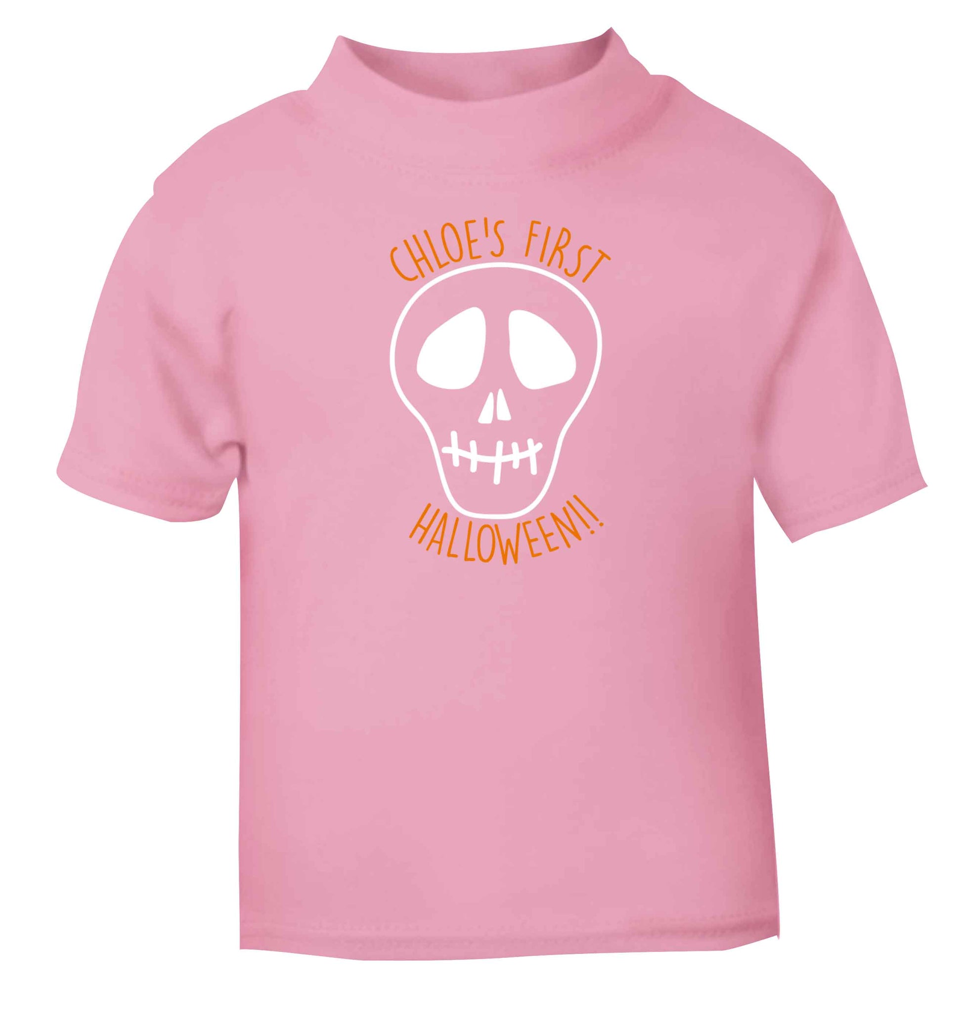 Personalised Skull 1st Halloween light pink baby toddler Tshirt 2 Years