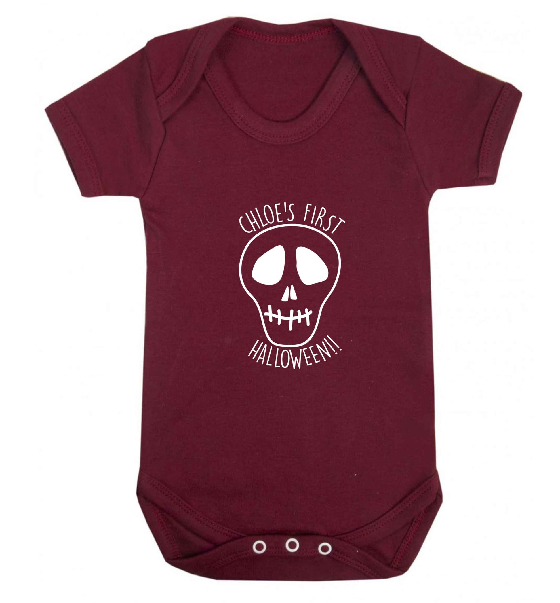Personalised Skull 1st Halloween baby vest maroon 18-24 months