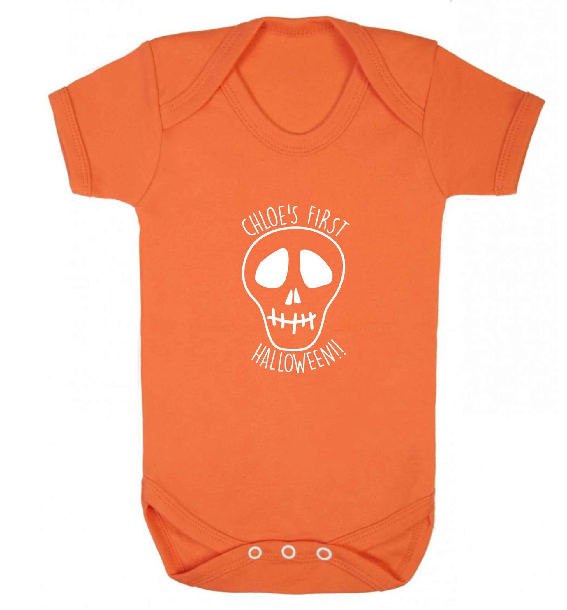 Personalised Skull 1st Halloween baby vest orange 18-24 months